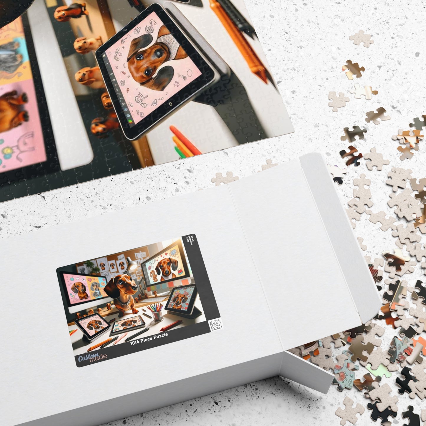 Pixel Paws Miniature Dachshund Puzzle - Digital Designer Mini Doxie Jigsaw, 110, 252, 520  or 1014 Pieces