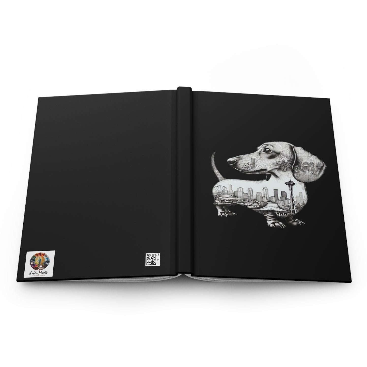 Seattle Skyline Dachshund Hardcover Journal - Urban Chic Notebook - Cityscape Dog Lover Diary - 150 Lined Pages