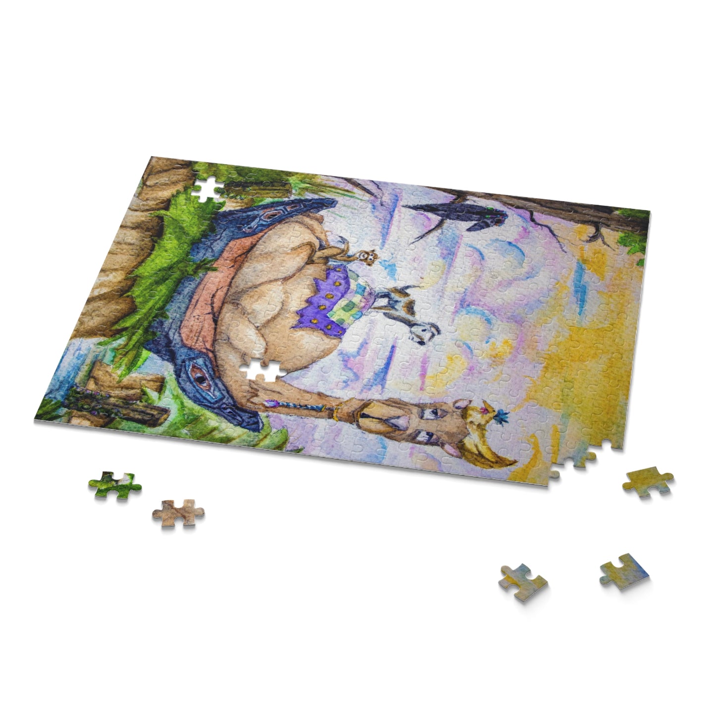 The View Chicken's Best Spot Whimsical Jigsaw Puzzle by J. Wesley Bailey IV, Watercolor 120, 252 or 500 Pieces