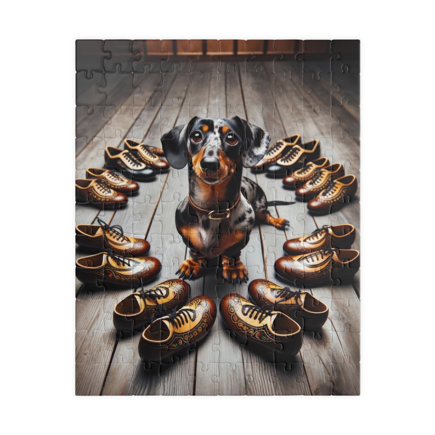 Piebald Pup Miniature Dachshund Jigsaw Puzzle - St. Patrick's Day with Mini Doxie 110, 252, 520 or 1014 Pieces