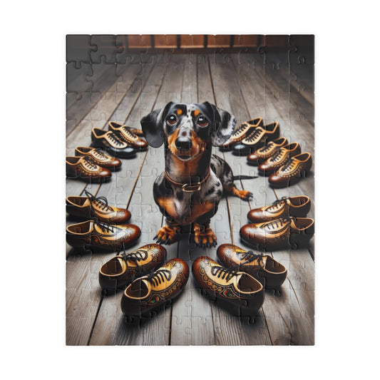 Piebald Pup Miniature Dachshund Jigsaw Puzzle - St. Patrick's Day with Mini Doxie 110, 252, 520 or 1014 Pieces