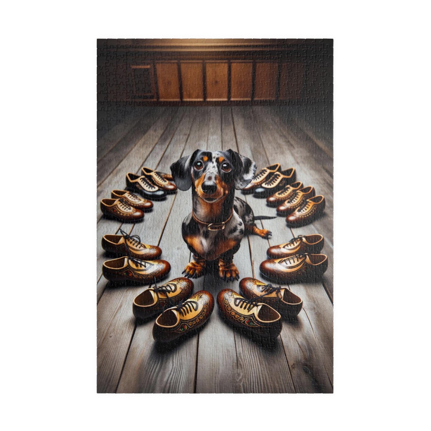 Piebald Pup Miniature Dachshund Jigsaw Puzzle - St. Patrick's Day with Mini Doxie 110, 252, 520 or 1014 Pieces