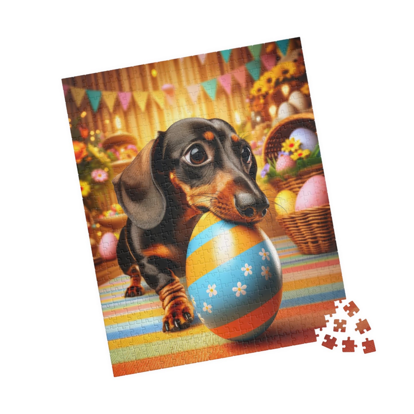 Egg-stra Special Dachshund Easter Puzzle - Mini Doxie Egg Challenge Jigsaw - Festive Family Gift, 110, 252, 520, 1014 Pieces