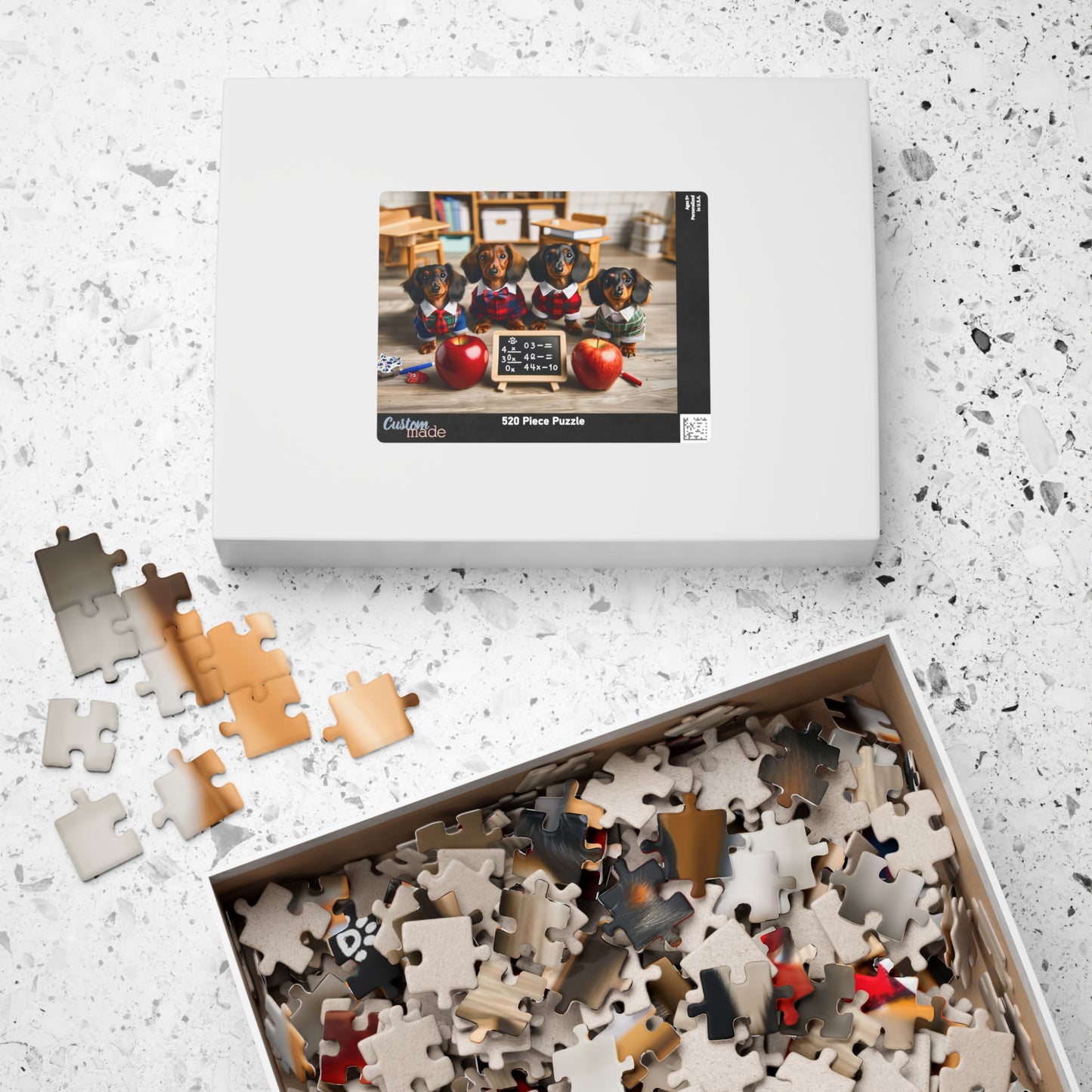 Adorable Mini Dachshund Classroom Puzzle - Doxie Puppy Scholars, Horizontal Jigsaw, Educational Family Game (110/252/520/1014 Pieces)