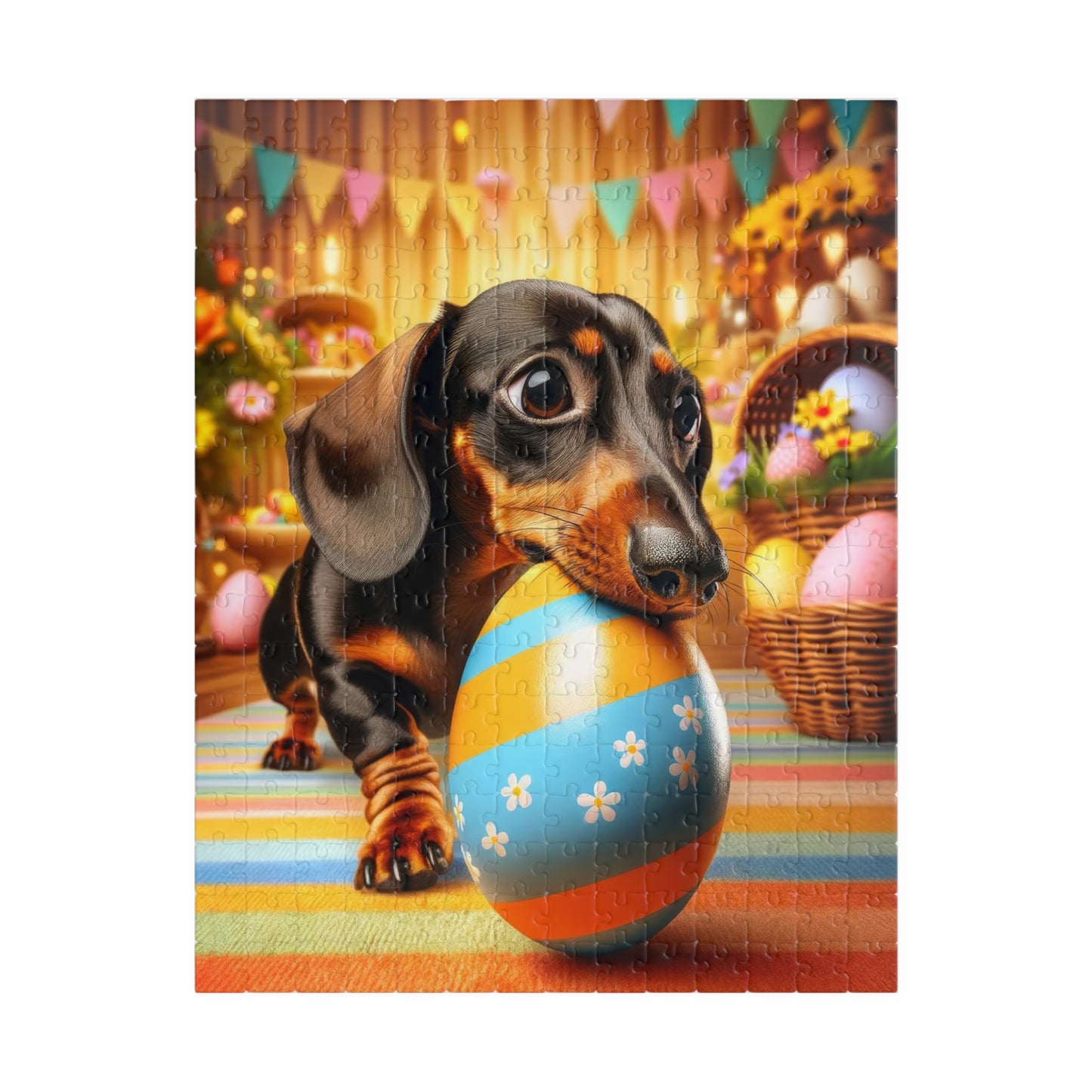 Egg-stra Special Dachshund Easter Puzzle - Mini Doxie Egg Challenge Jigsaw - Festive Family Gift, 110, 252, 520, 1014 Pieces