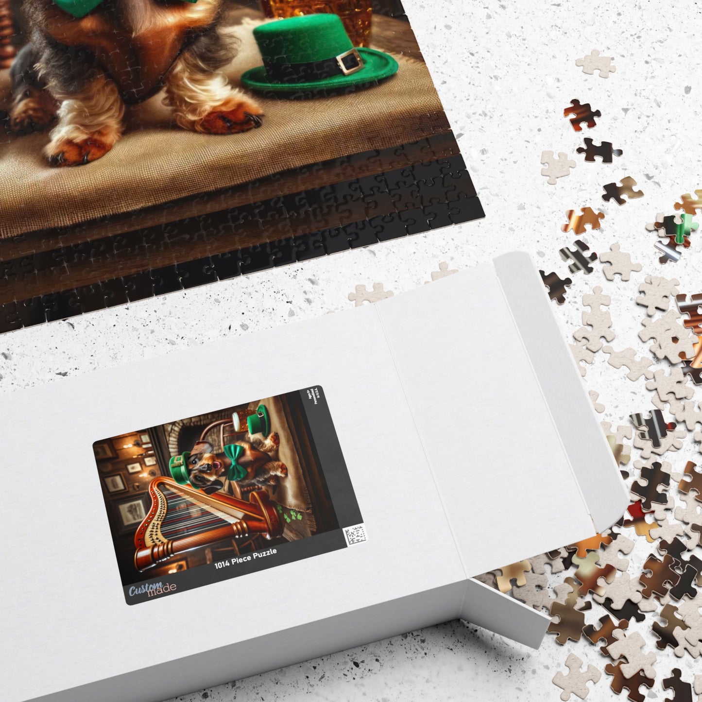 Irish Harmony Dachshund Puzzle - Charming Canine Harpist, Fun Family Jigsaw Puzzle 110, 252, 520 or 1014 Pieces