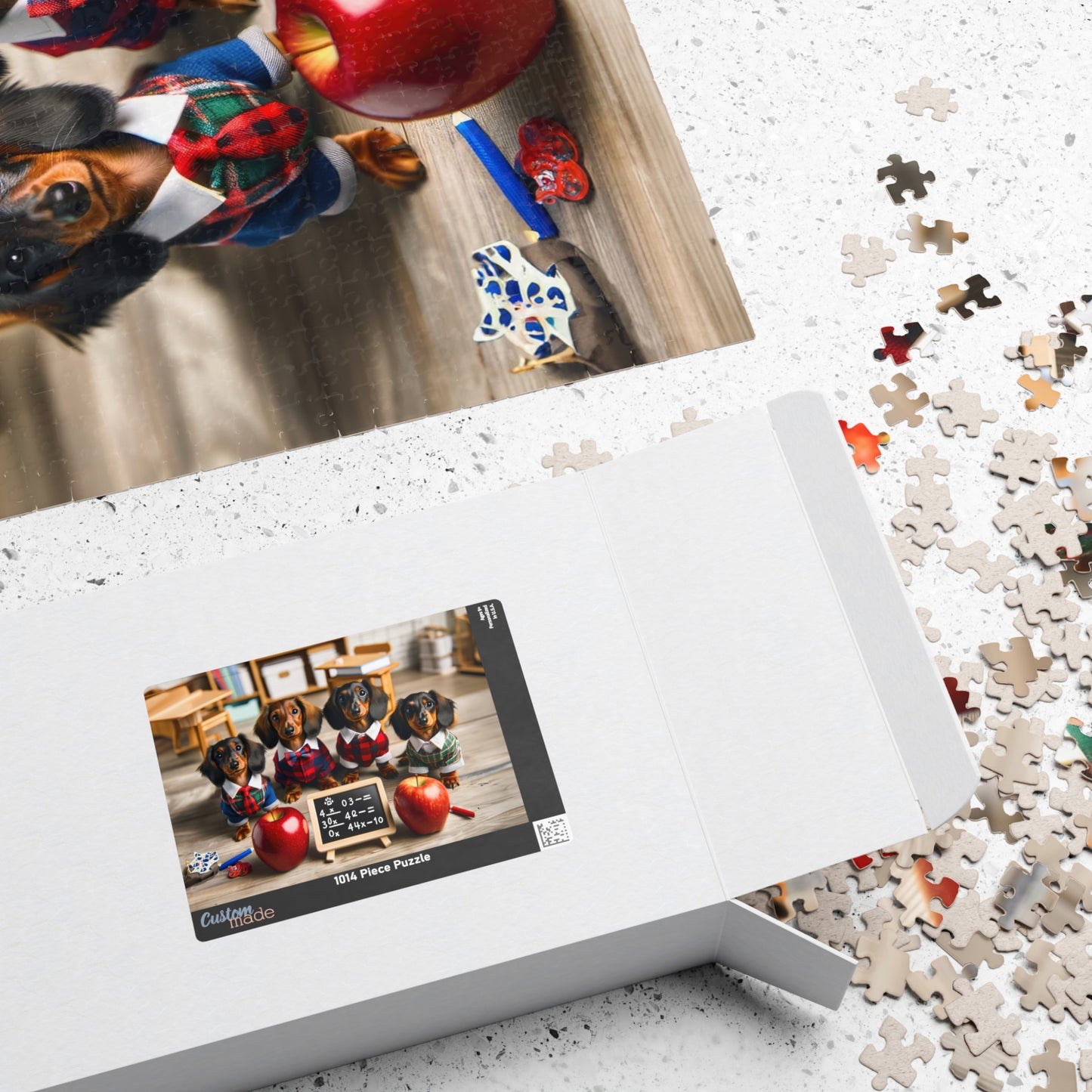 Adorable Mini Dachshund Classroom Puzzle - Doxie Puppy Scholars, Horizontal Jigsaw, Educational Family Game (110/252/520/1014 Pieces)