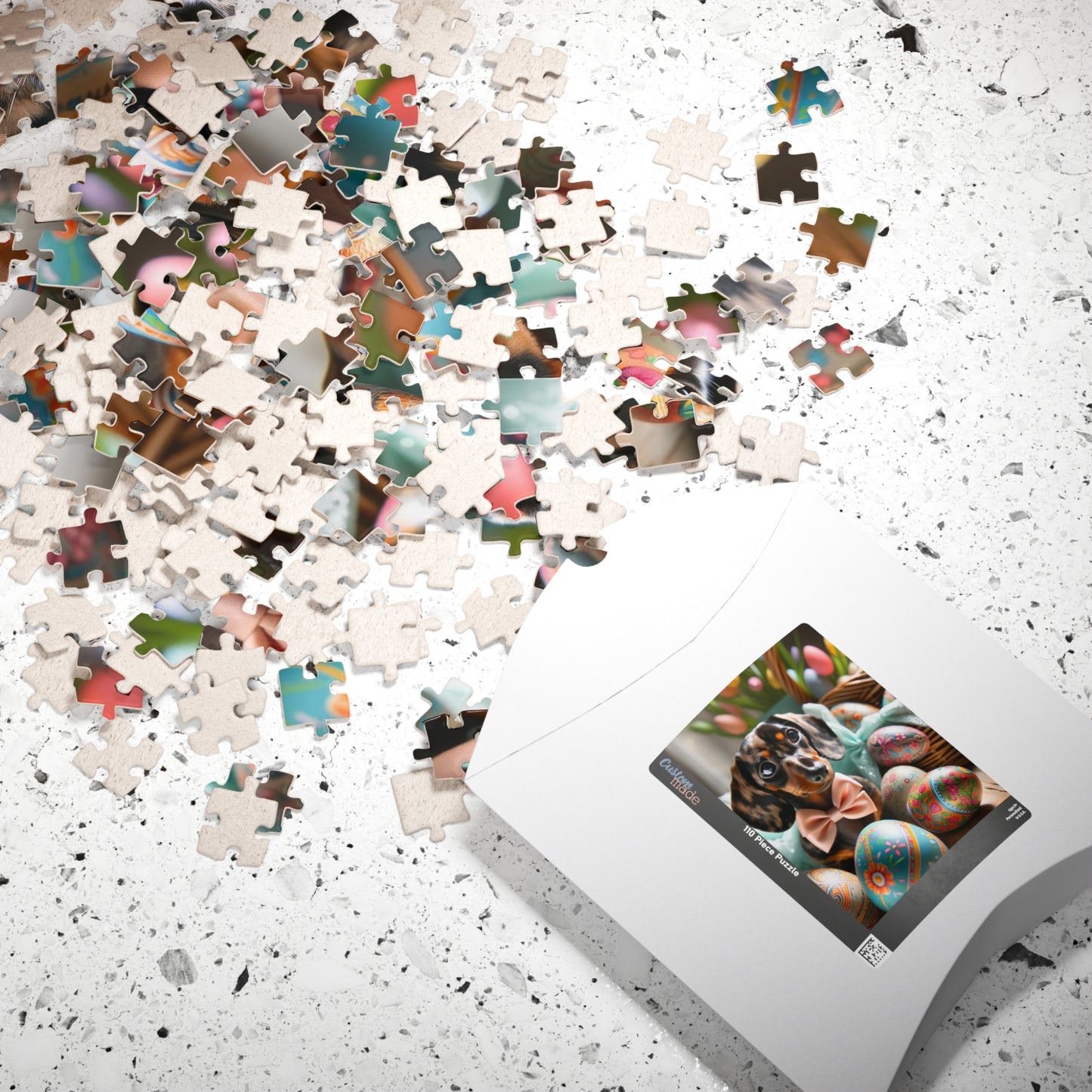 Charming Easter Elegance Miniature Dachshund Jigsaw Puzzle - Brindle Mini Doxie, Family Fun Activity 110, 252, 520 or 1014 Pieces