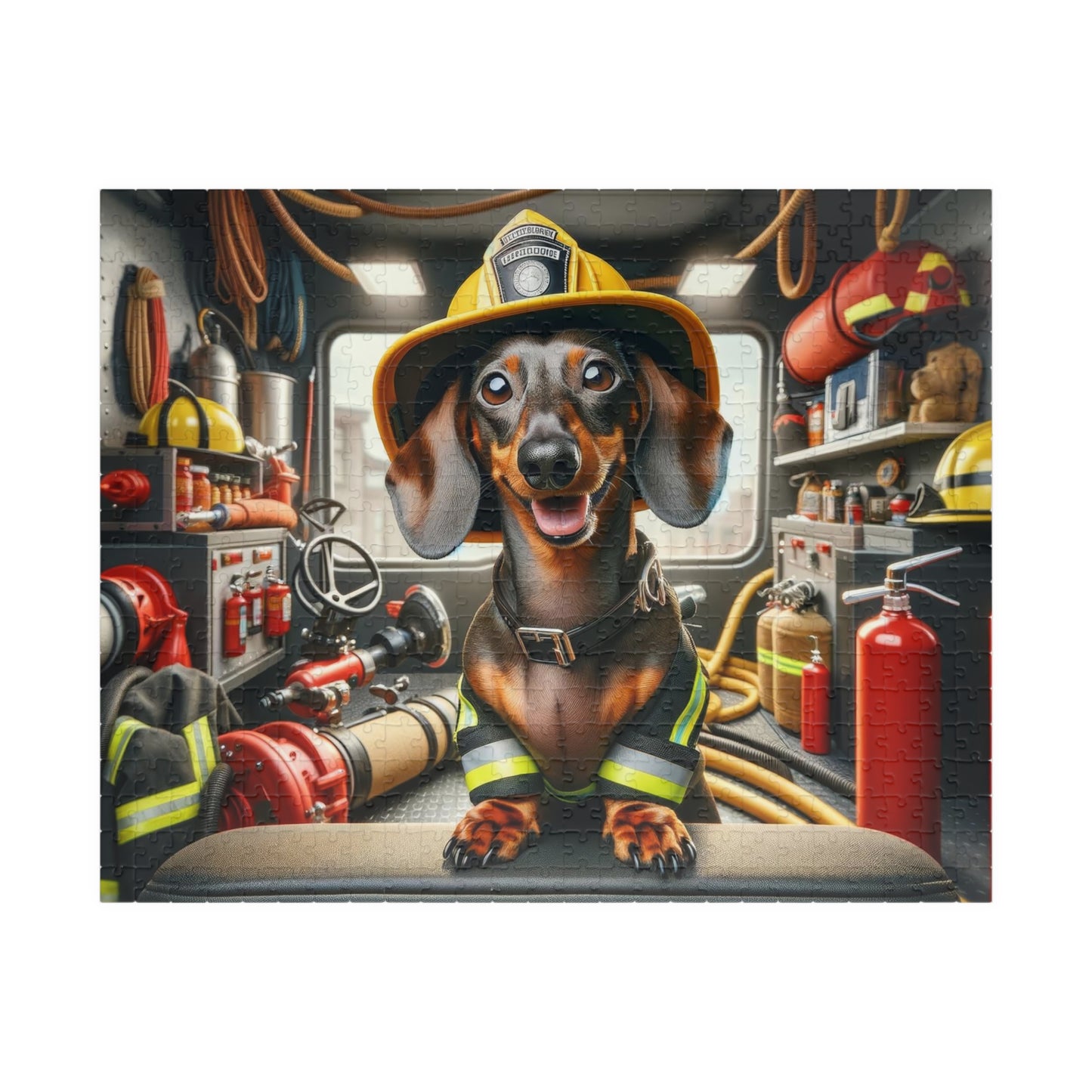 Brave Little Rescuer Firefighter Dachshund Jigsaw Puzzle -A Daring Adventure in Every Piece, 110, 252, 520, 1014-piece