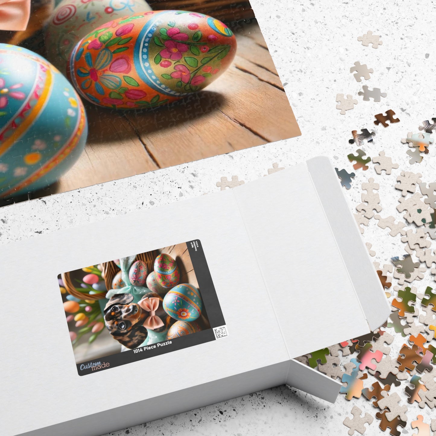 Charming Easter Elegance Miniature Dachshund Jigsaw Puzzle - Brindle Mini Doxie, Family Fun Activity 110, 252, 520 or 1014 Pieces