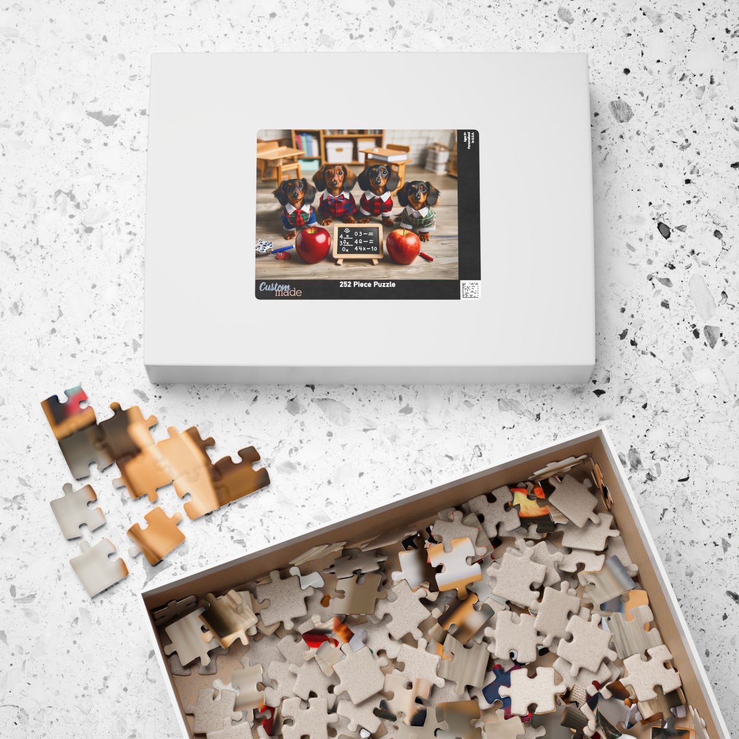 Adorable Mini Dachshund Classroom Puzzle - Doxie Puppy Scholars, Horizontal Jigsaw, Educational Family Game (110/252/520/1014 Pieces)