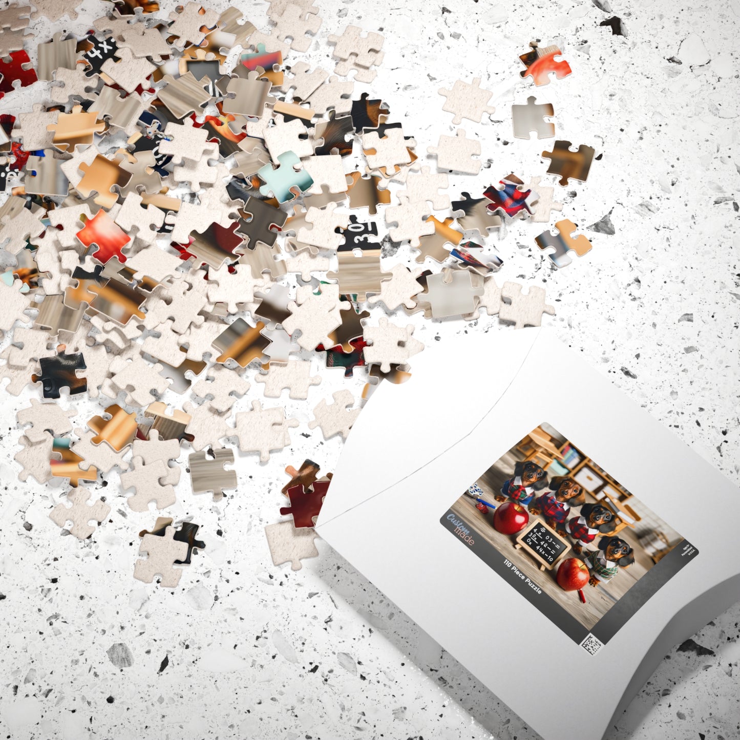 Adorable Mini Dachshund Classroom Puzzle - Doxie Puppy Scholars, Horizontal Jigsaw, Educational Family Game (110/252/520/1014 Pieces)