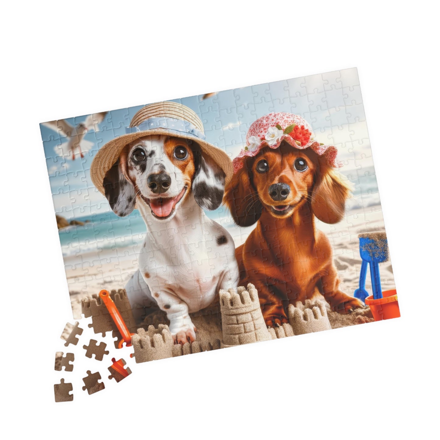 Beachside Buddies Miniature Dachshund Jigsaw Puzzle - 110, 252, 520 or 1014 Pieces