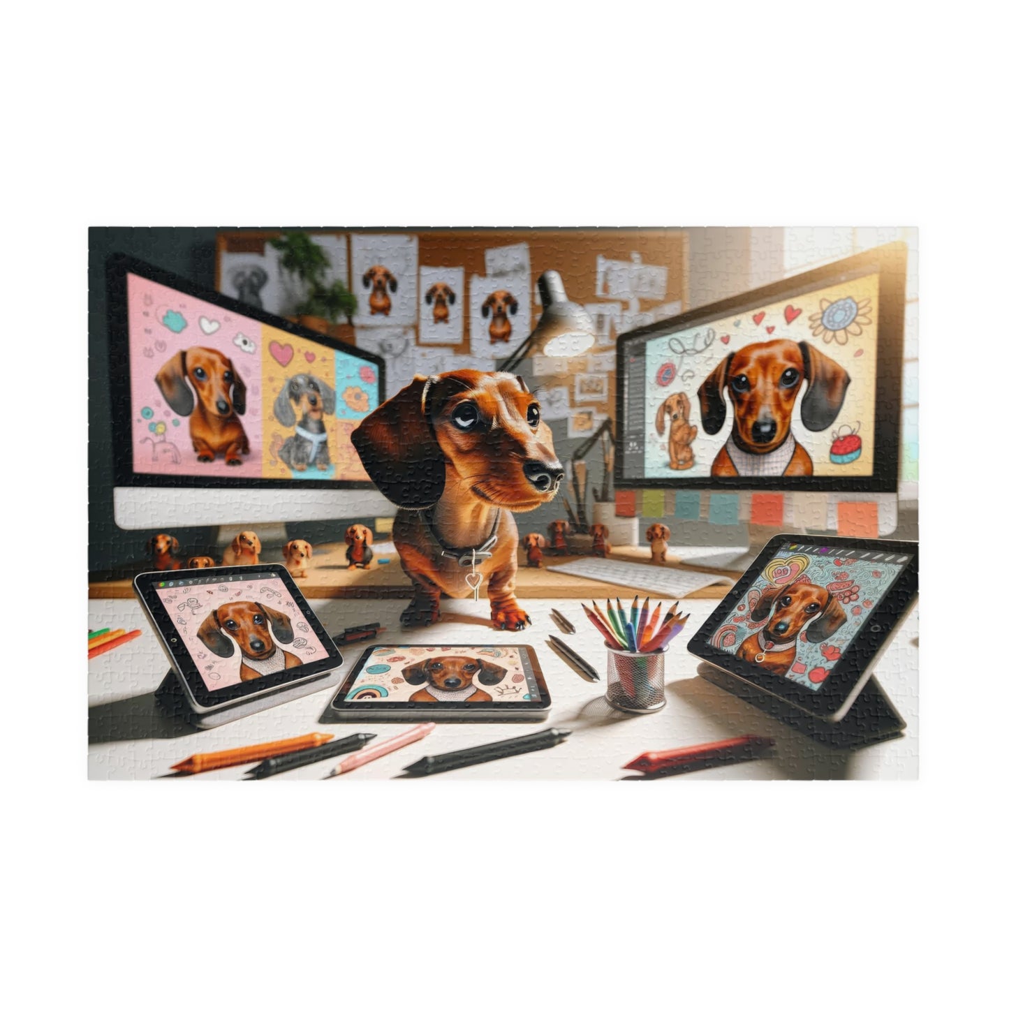 Pixel Paws Miniature Dachshund Puzzle - Digital Designer Mini Doxie Jigsaw, 110, 252, 520  or 1014 Pieces