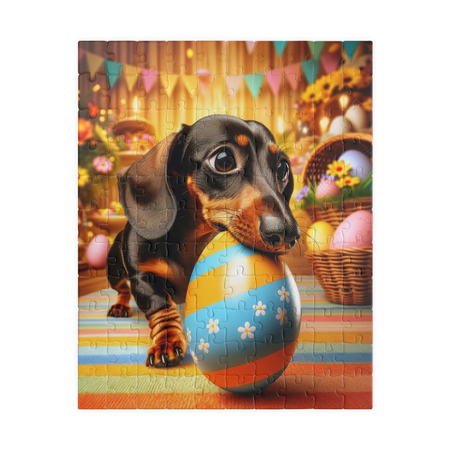 Egg-stra Special Dachshund Easter Puzzle - Mini Doxie Egg Challenge Jigsaw - Festive Family Gift, 110, 252, 520, 1014 Pieces