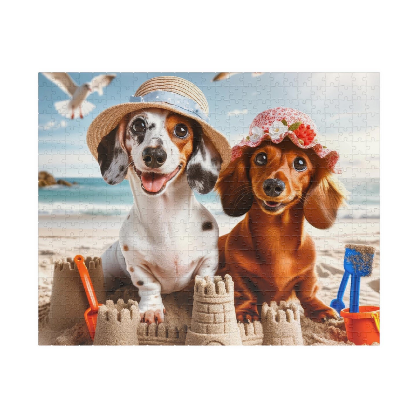 Beachside Buddies Miniature Dachshund Jigsaw Puzzle - 110, 252, 520 or 1014 Pieces
