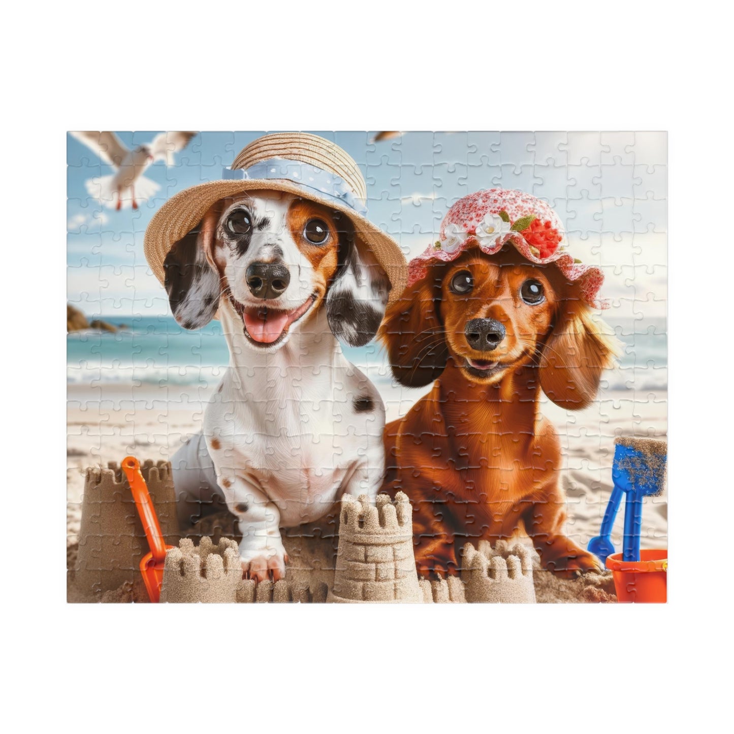 Beachside Buddies Miniature Dachshund Jigsaw Puzzle - 110, 252, 520 or 1014 Pieces