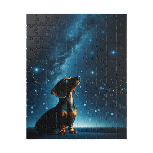 Stargazer Dachshund Jigsaw Puzzle - Cosmic Canine Collection - Glossy Finish, Multiple Pieces Options 110, 252, 520, 1014