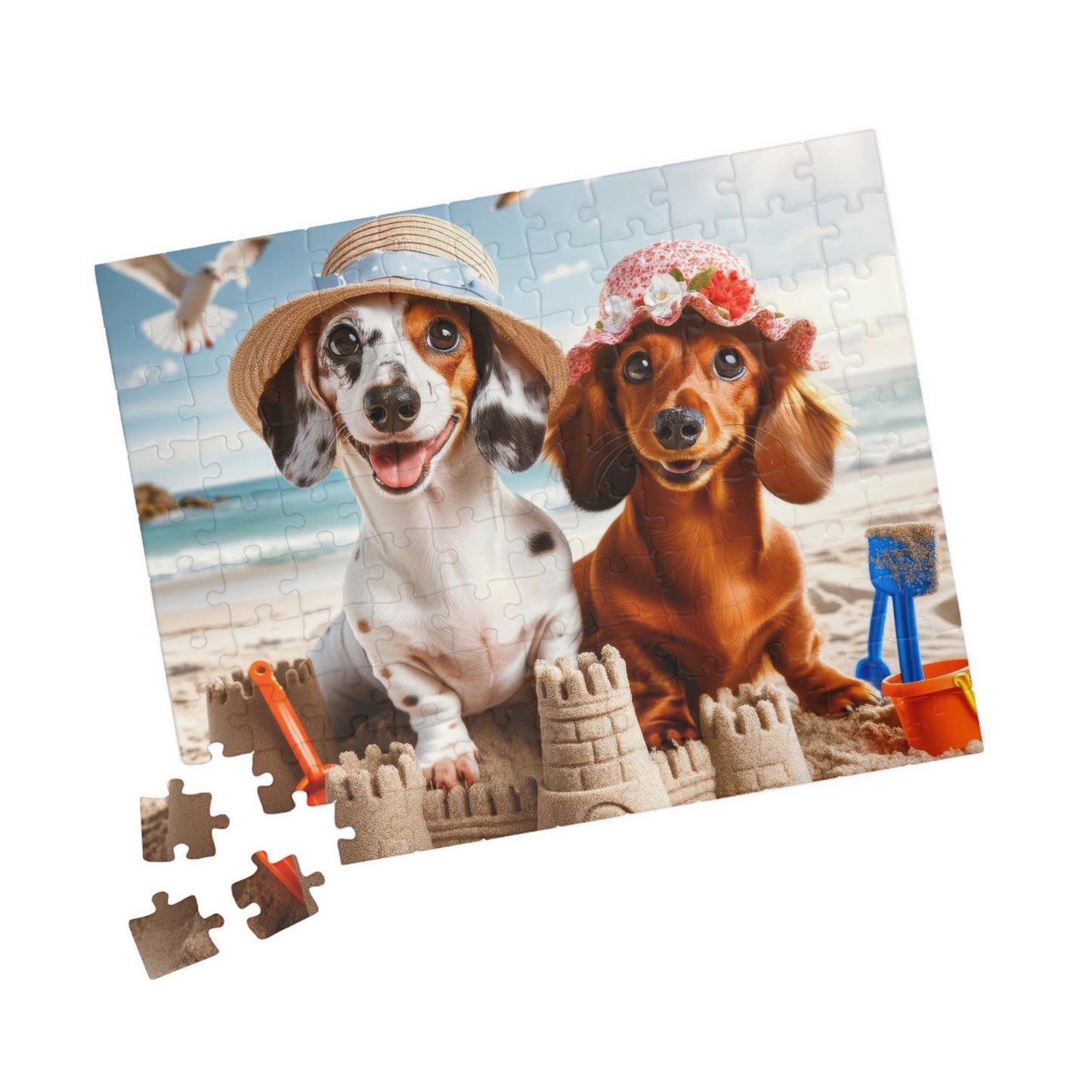 Beachside Buddies Miniature Dachshund Jigsaw Puzzle - 110, 252, 520 or 1014 Pieces
