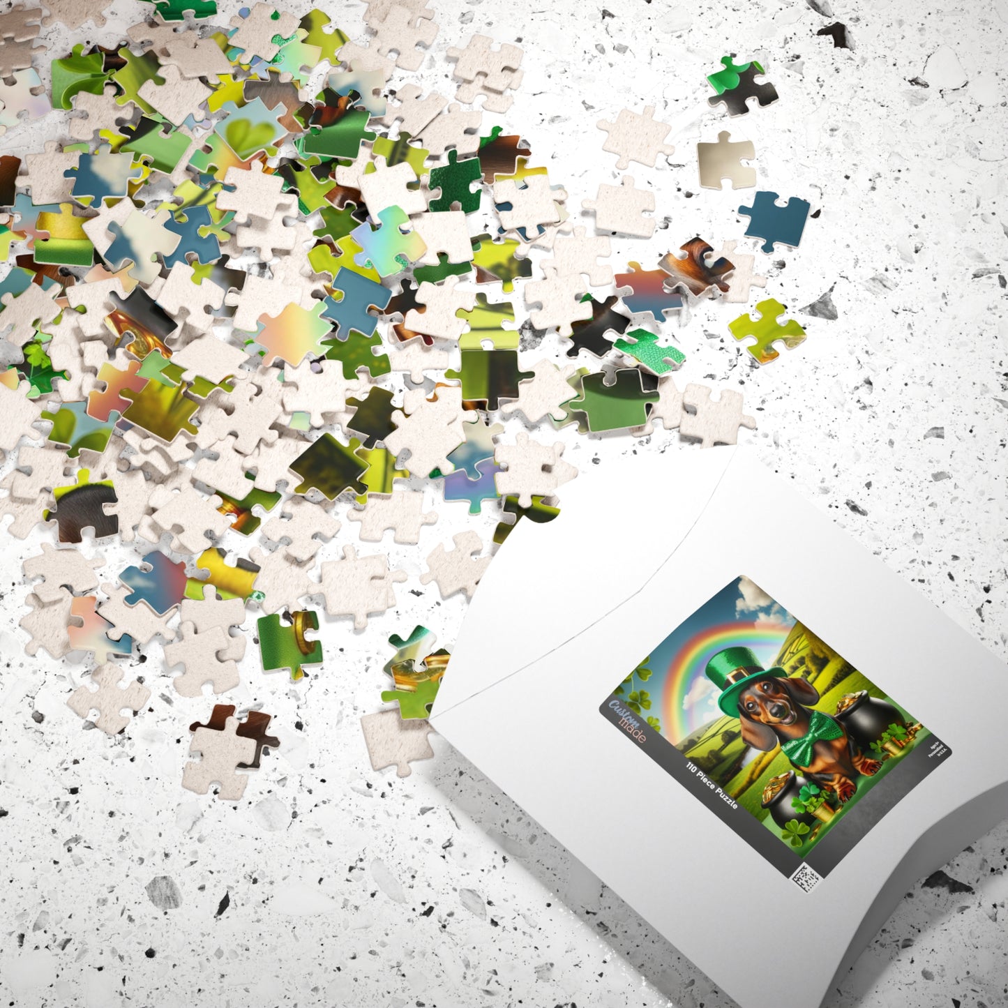 Pot O' Gold Miniature Dachshund Jigsaw Puzzle - Enchanting Lucky Mini Doxie, 110, 252, 520 or 1014 Pieces