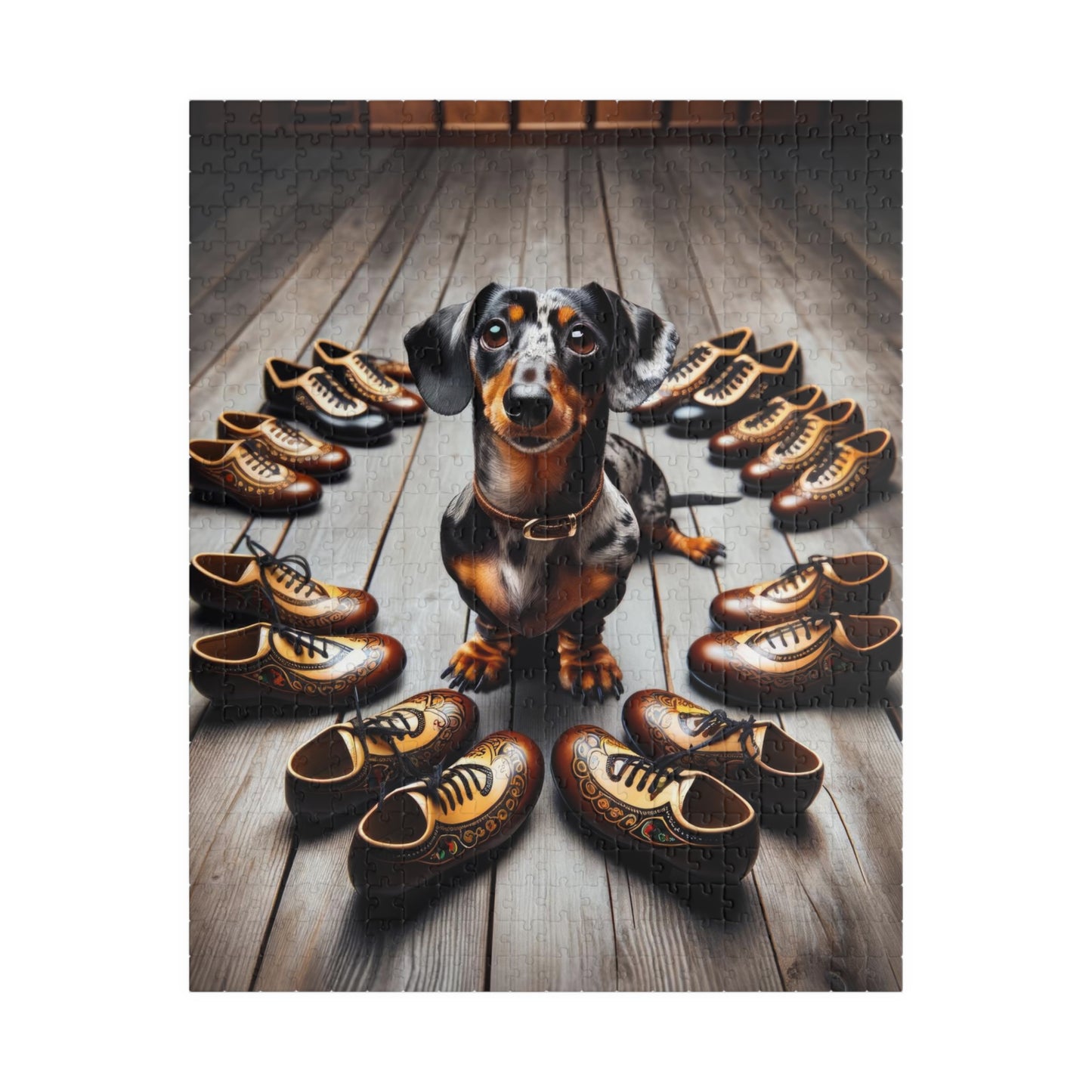 Piebald Pup Miniature Dachshund Jigsaw Puzzle - St. Patrick's Day with Mini Doxie 110, 252, 520 or 1014 Pieces