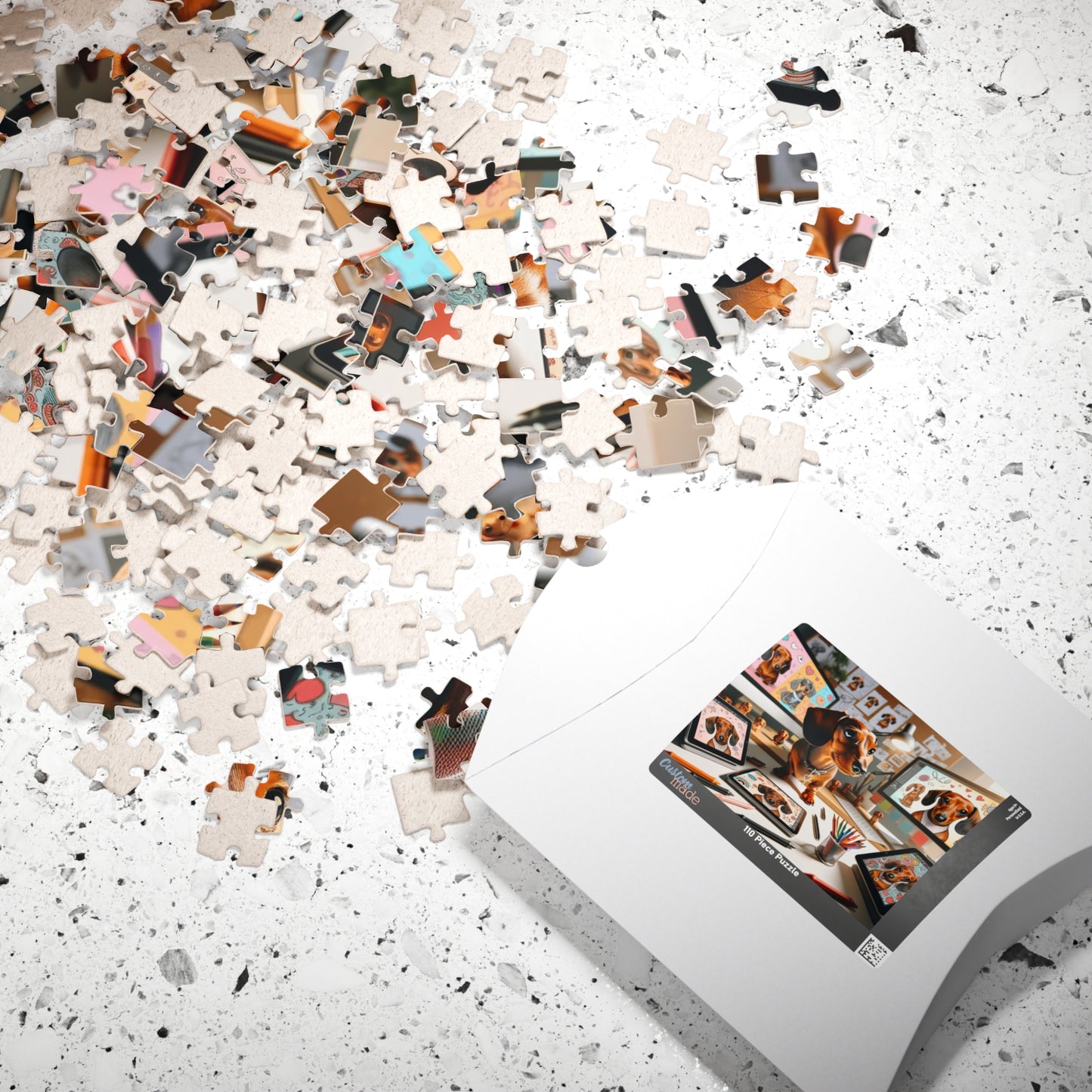 Pixel Paws Miniature Dachshund Puzzle - Digital Designer Mini Doxie Jigsaw, 110, 252, 520  or 1014 Pieces