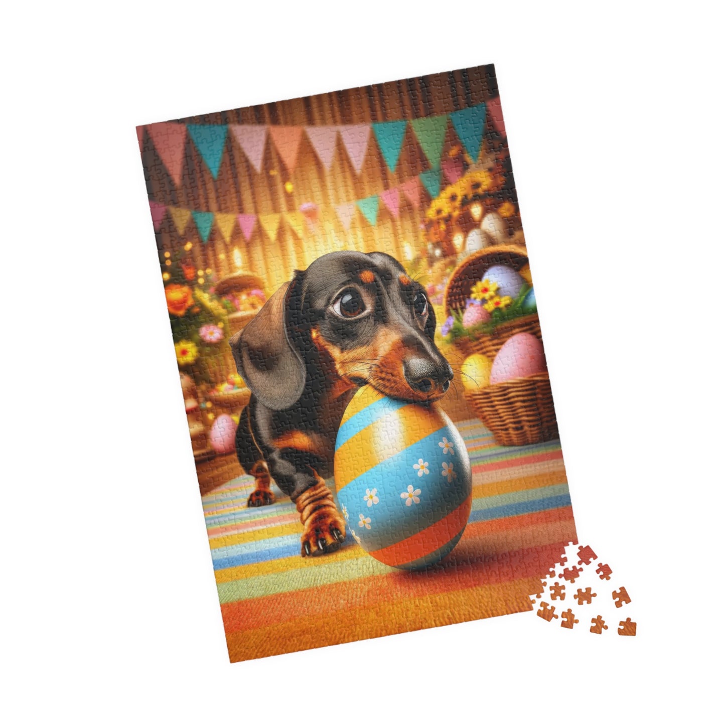 Egg-stra Special Dachshund Easter Puzzle - Mini Doxie Egg Challenge Jigsaw - Festive Family Gift, 110, 252, 520, 1014 Pieces