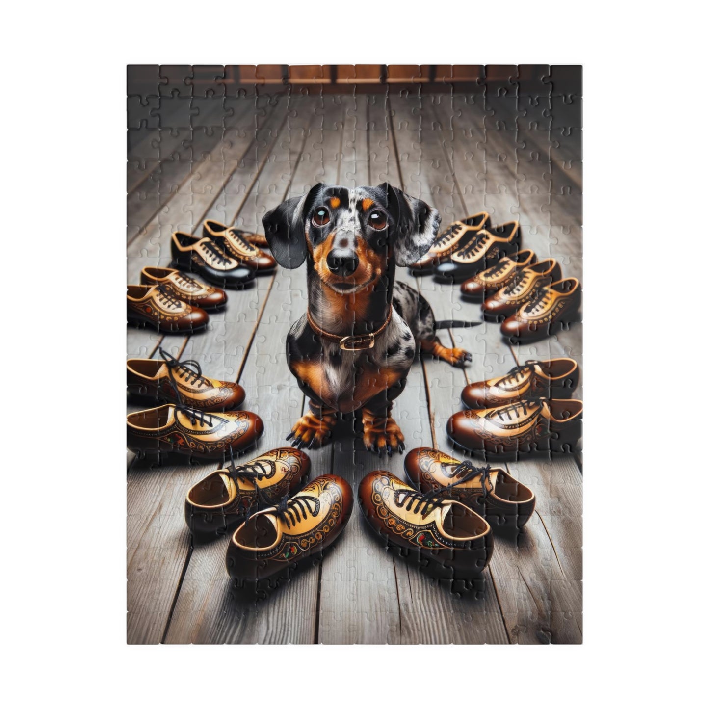 Piebald Pup Miniature Dachshund Jigsaw Puzzle - St. Patrick's Day with Mini Doxie 110, 252, 520 or 1014 Pieces