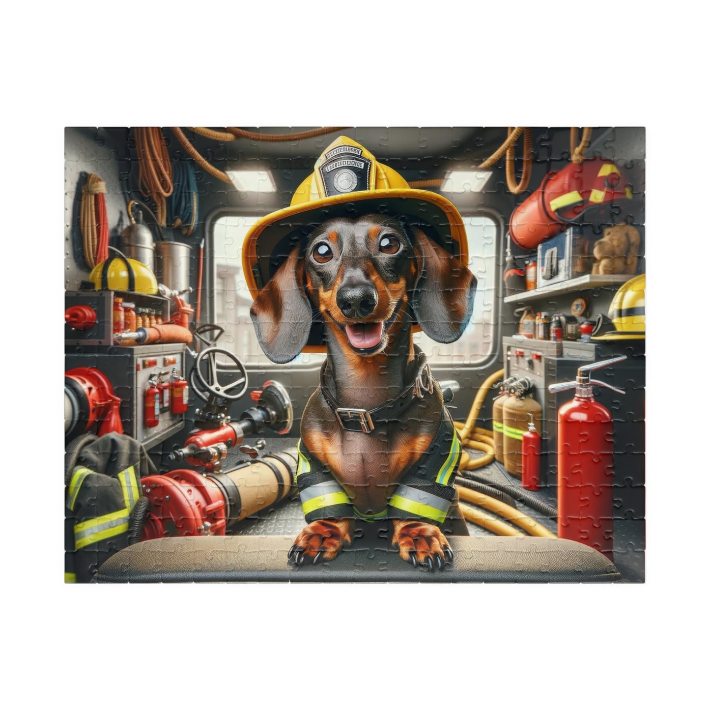 Brave Little Rescuer Firefighter Dachshund Jigsaw Puzzle -A Daring Adventure in Every Piece, 110, 252, 520, 1014-piece