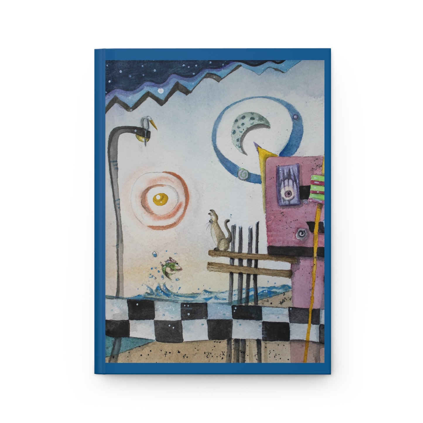 Seaside Adventure 'Whimsical Beach House' Watercolor Notebook Hardcover Journal - 5.75x8", 150 Lined Pages, Matte Finish Diary, Hard Cover