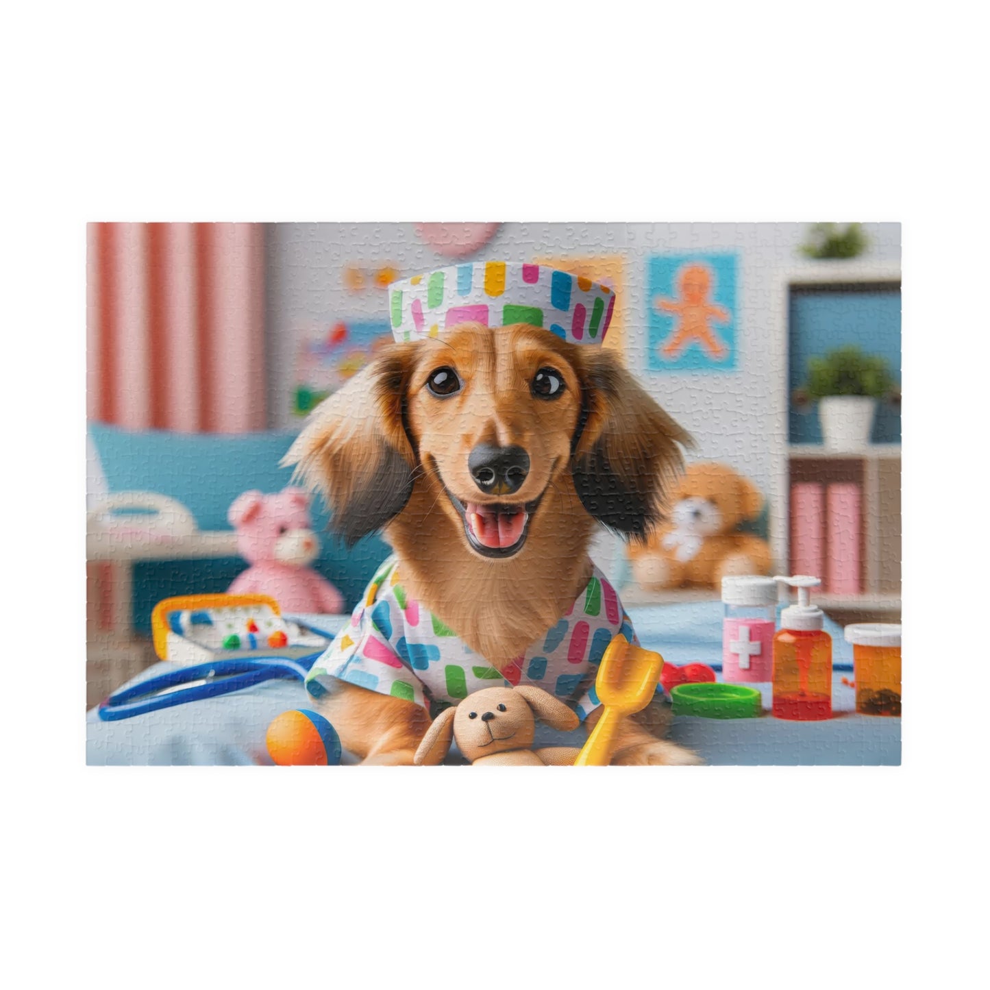 Playful Dachshund Nurse Puzzle - Colorful Jigsaw, Family Bonding Activity, Glossy Finish, Educational Dog Game, 110, 252, 520, 1014-pieces