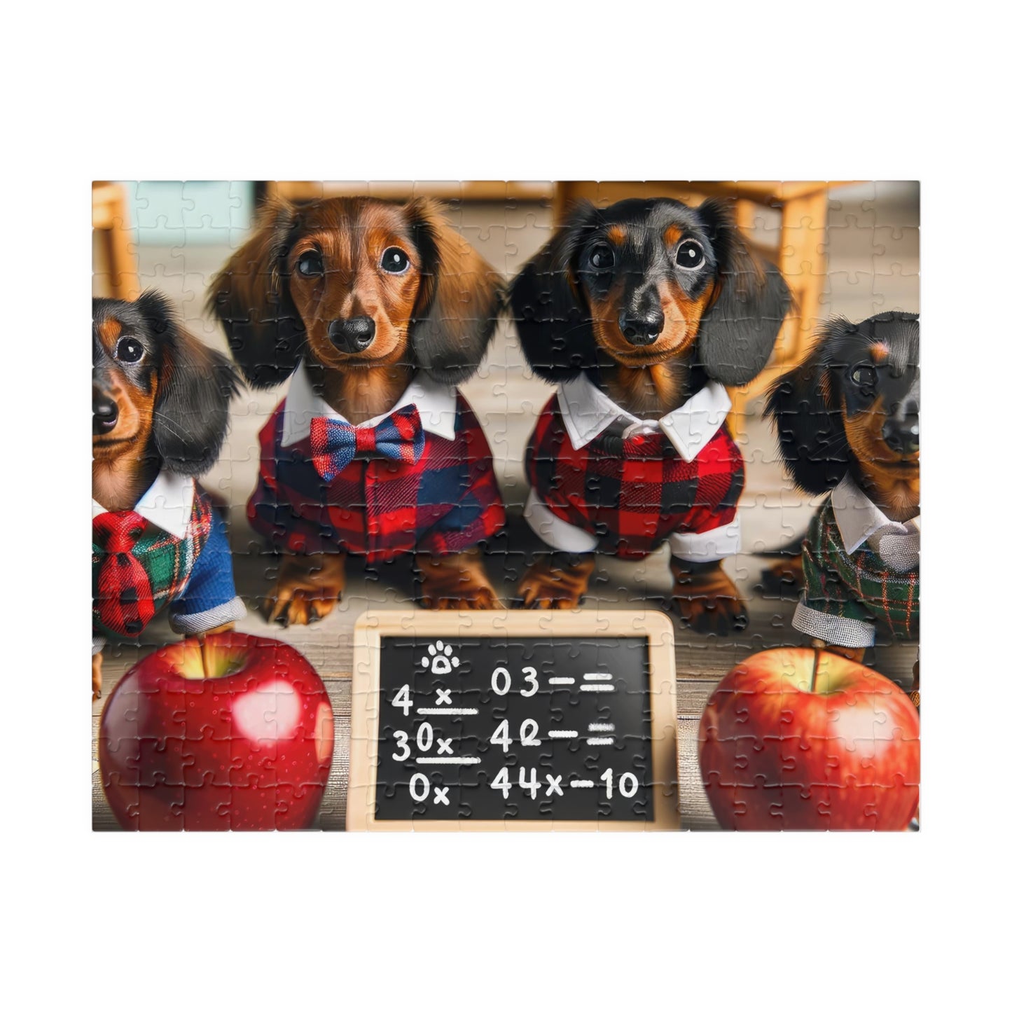 Adorable Classroom Miniature Dachshund Jigsaw Puzzle - Mini Doxie Puppy 110, 252, 520 or 1014 Pieces