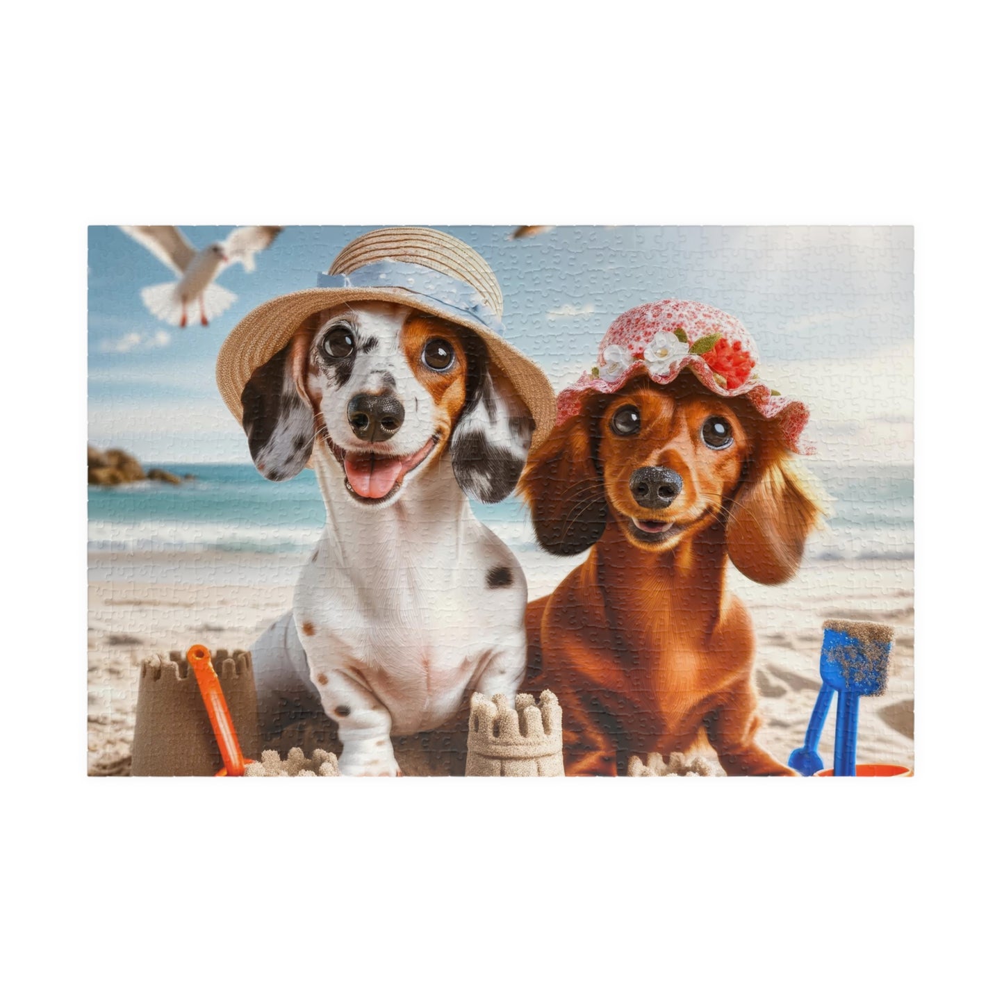 Beachside Buddies Miniature Dachshund Jigsaw Puzzle - 110, 252, 520 or 1014 Pieces