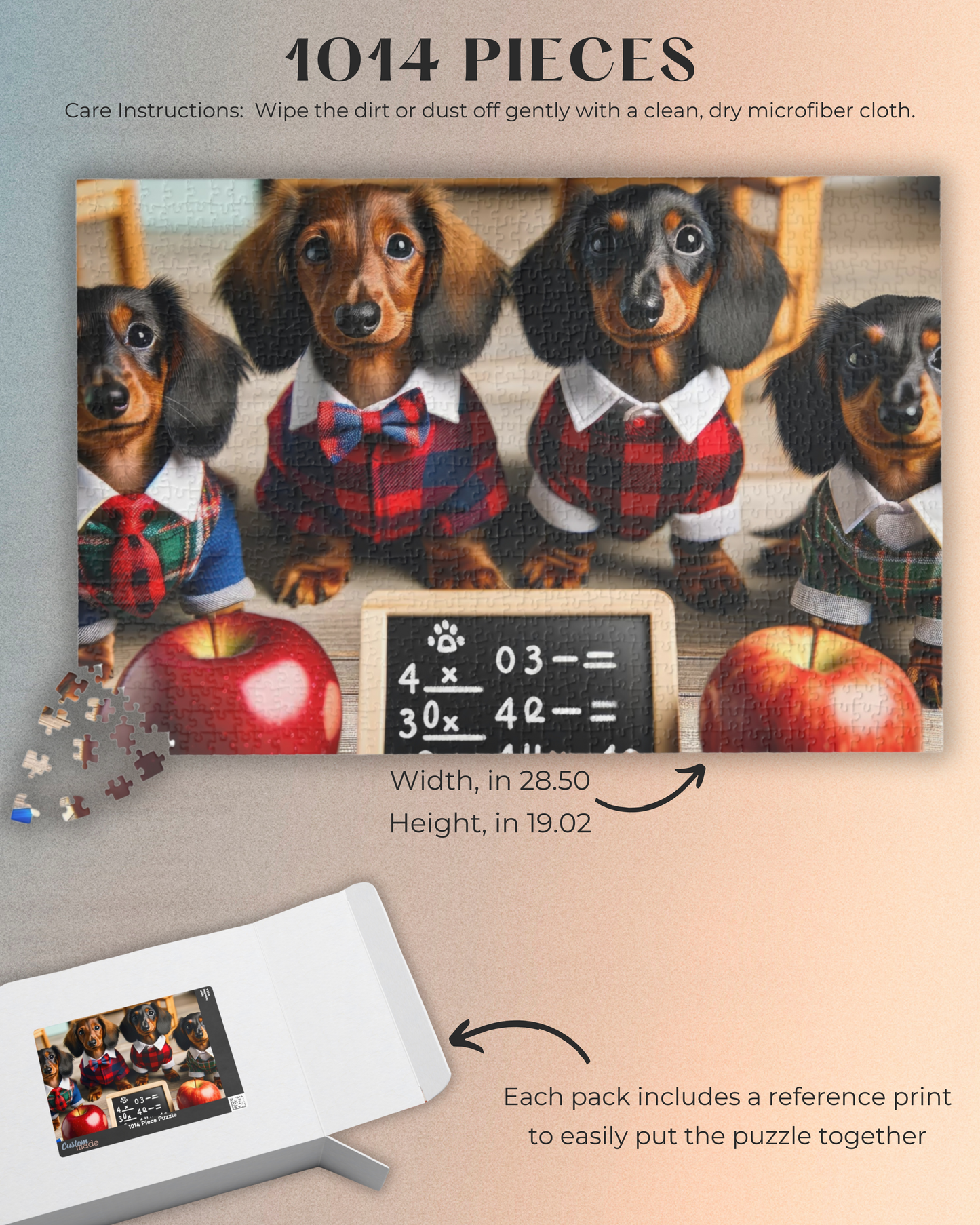 Adorable Classroom Miniature Dachshund Jigsaw Puzzle - Mini Doxie Puppy 110, 252, 520 or 1014 Pieces