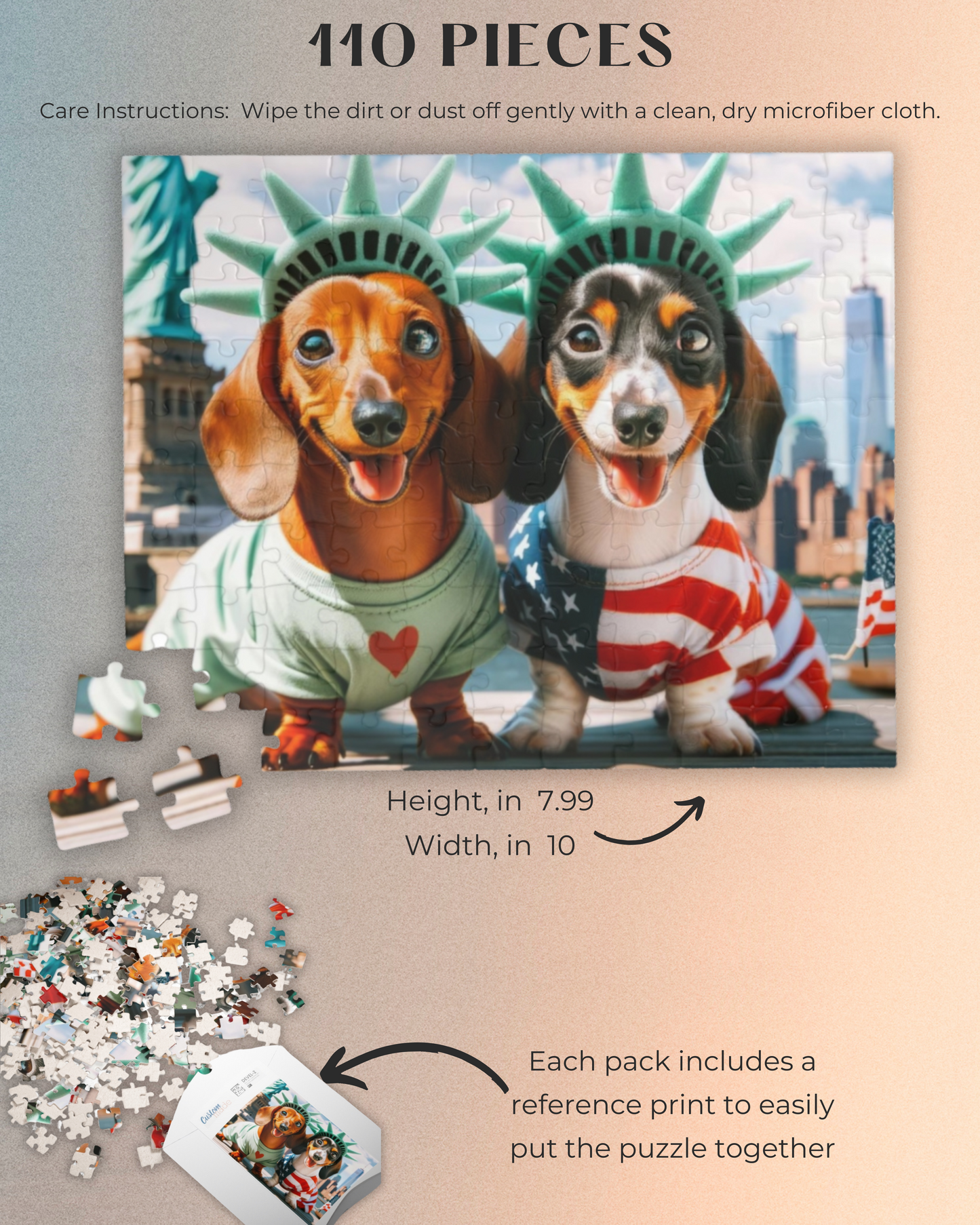 American Dream Pooches Miniature Dachshund Jigsaw Puzzle - Glossy Finish, Pieces Available 110, 252, 520