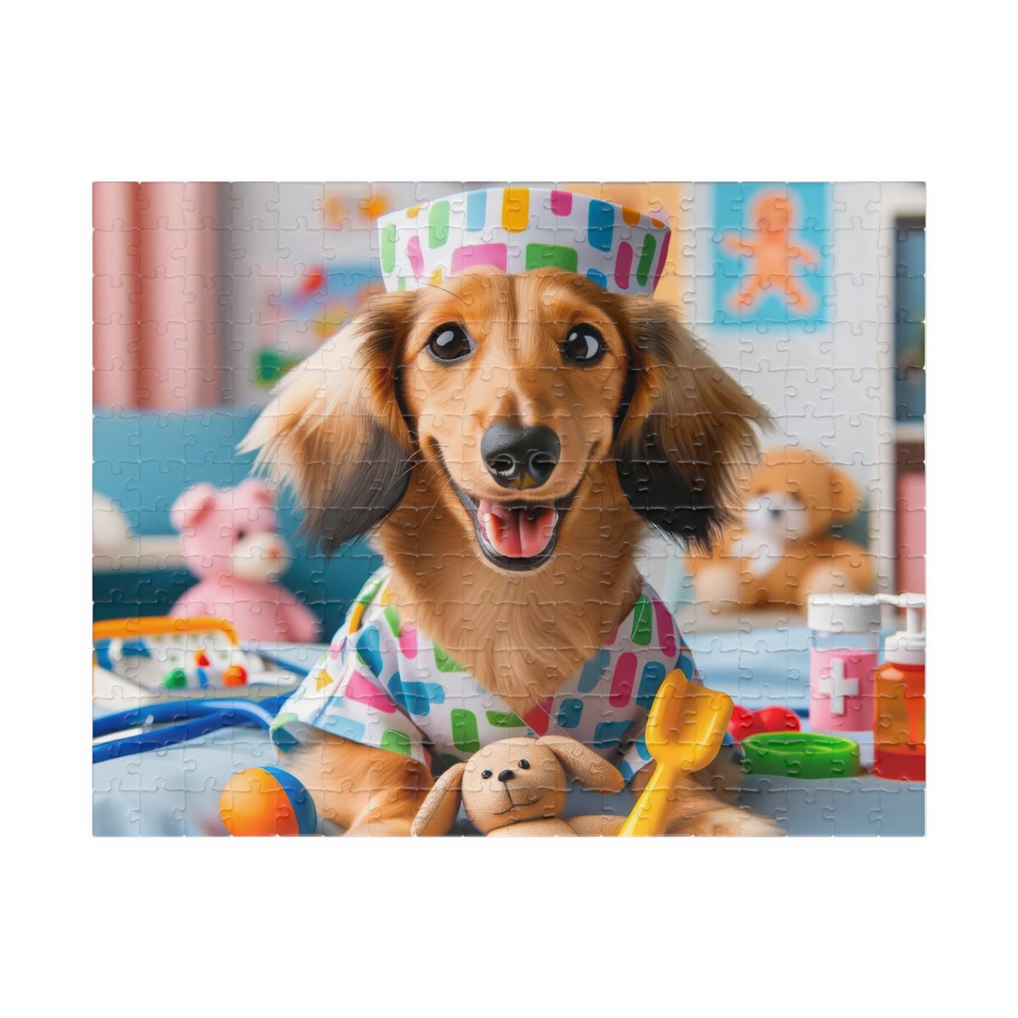 Playful Dachshund Nurse Puzzle - Colorful Jigsaw, Family Bonding Activity, Glossy Finish, Educational Dog Game, 110, 252, 520, 1014-pieces