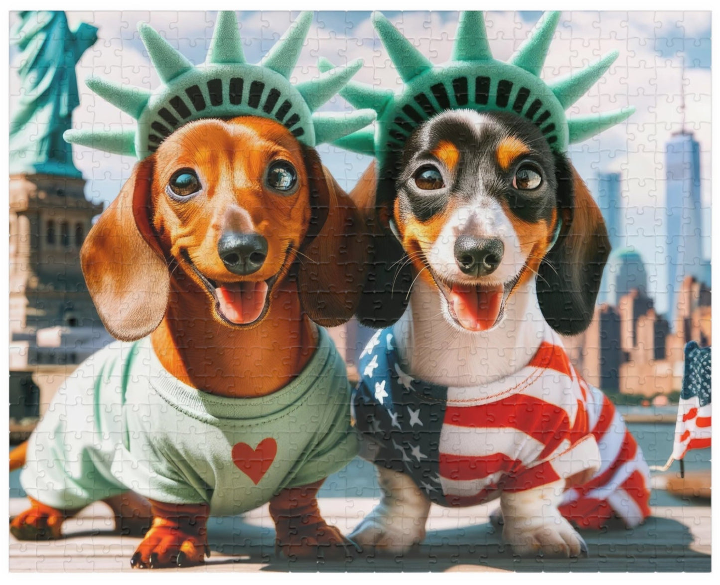 American Dream Pooches Miniature Dachshund Jigsaw Puzzle - Glossy Finish, Pieces Available 110, 252, 520