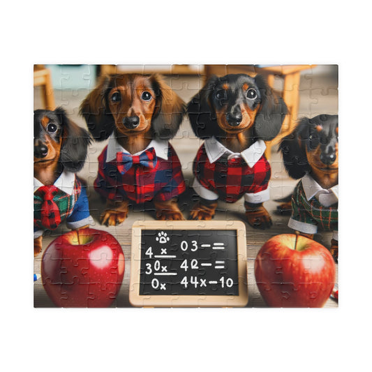 Adorable Classroom Miniature Dachshund Jigsaw Puzzle - Mini Doxie Puppy 110, 252, 520 or 1014 Pieces