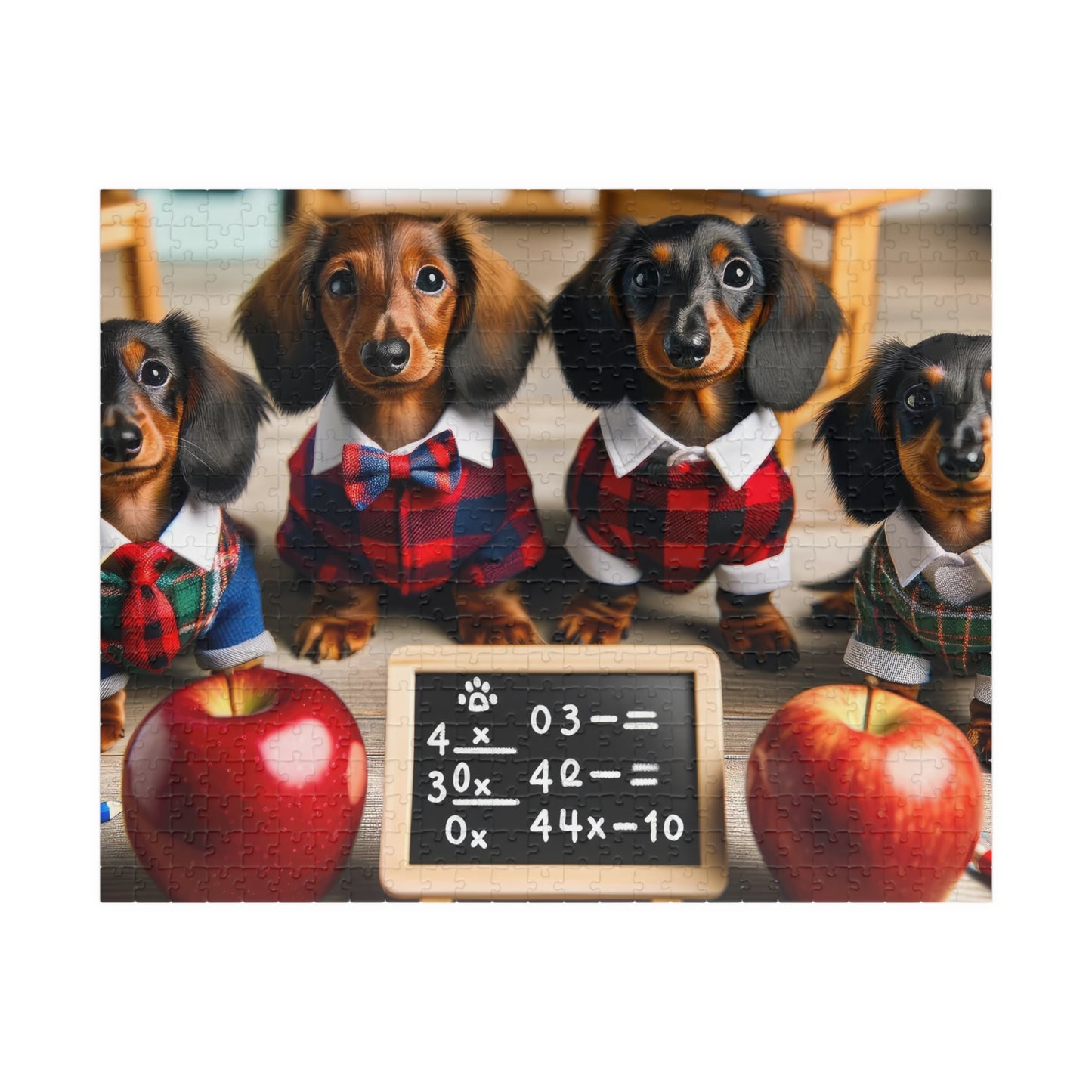 Adorable Classroom Miniature Dachshund Jigsaw Puzzle - Mini Doxie Puppy 110, 252, 520 or 1014 Pieces