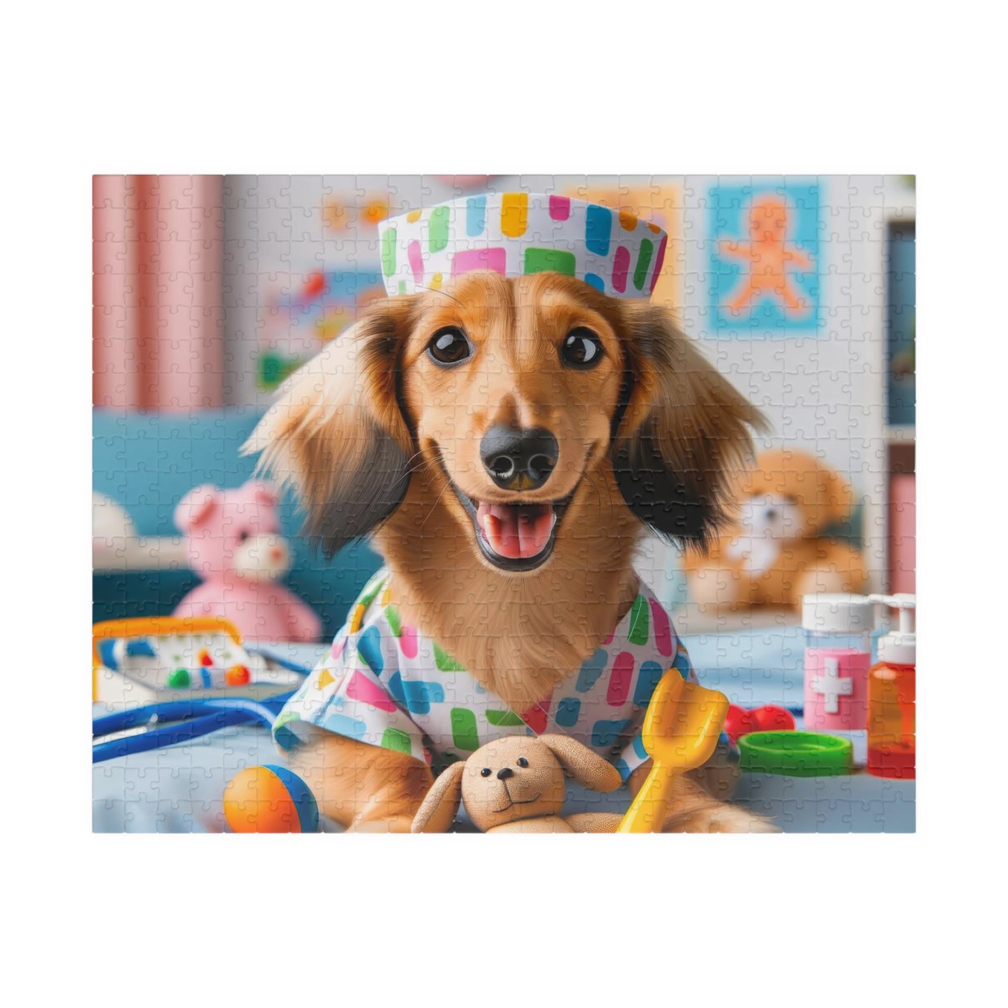 Playful Dachshund Nurse Puzzle - Colorful Jigsaw, Family Bonding Activity, Glossy Finish, Educational Dog Game, 110, 252, 520, 1014-pieces