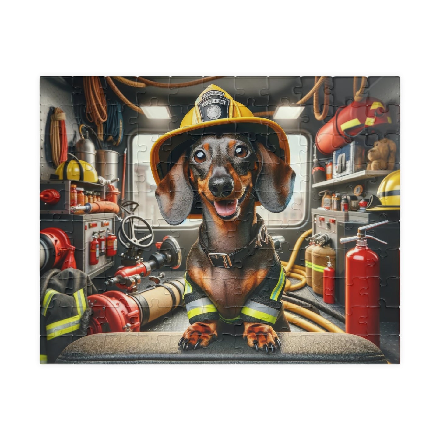 Brave Little Rescuer Firefighter Dachshund Jigsaw Puzzle -A Daring Adventure in Every Piece, 110, 252, 520, 1014-piece