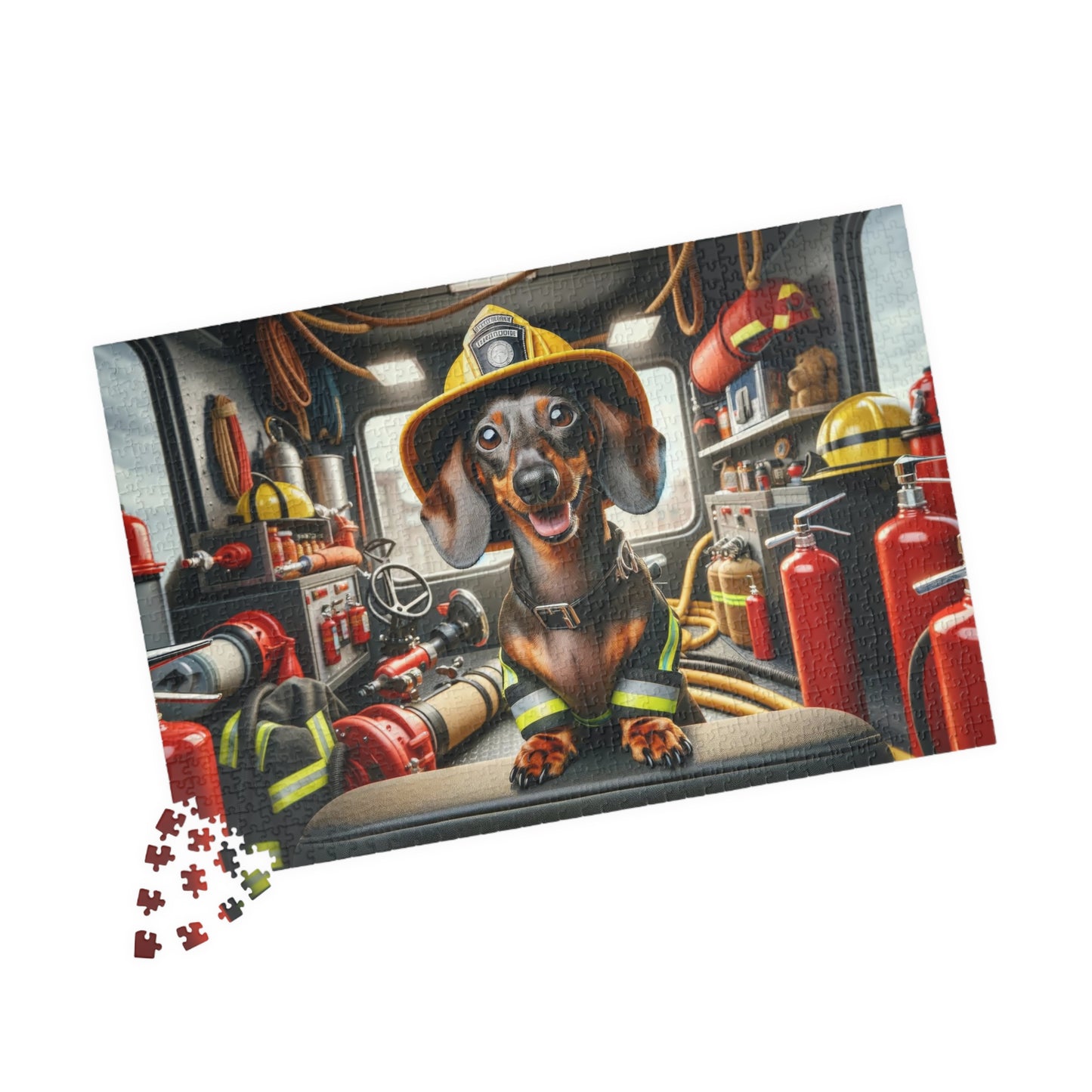 Brave Little Rescuer Firefighter Dachshund Jigsaw Puzzle -A Daring Adventure in Every Piece, 110, 252, 520, 1014-piece