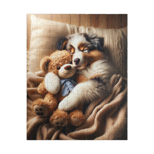 Australian Shepherd Puppy Dreams Puzzle - Perfect Relaxation Activity, Family Entertainment, Various Piece Counts