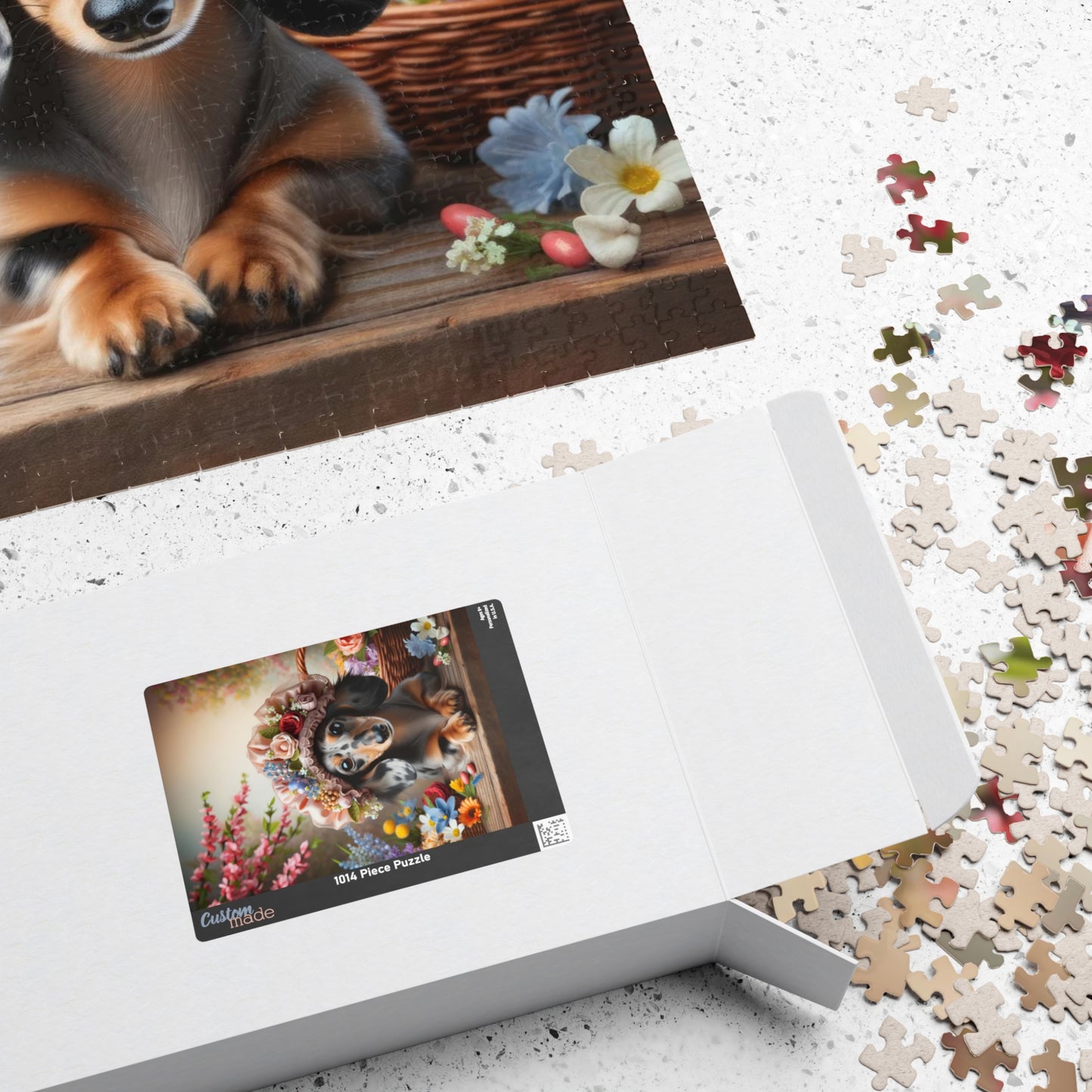 Enchanted Spring Blossom Miniature Dachshund Jigsaw Puzzle - Floral Easter Mini Doxie 110, 252, 520, 1014 Pieces