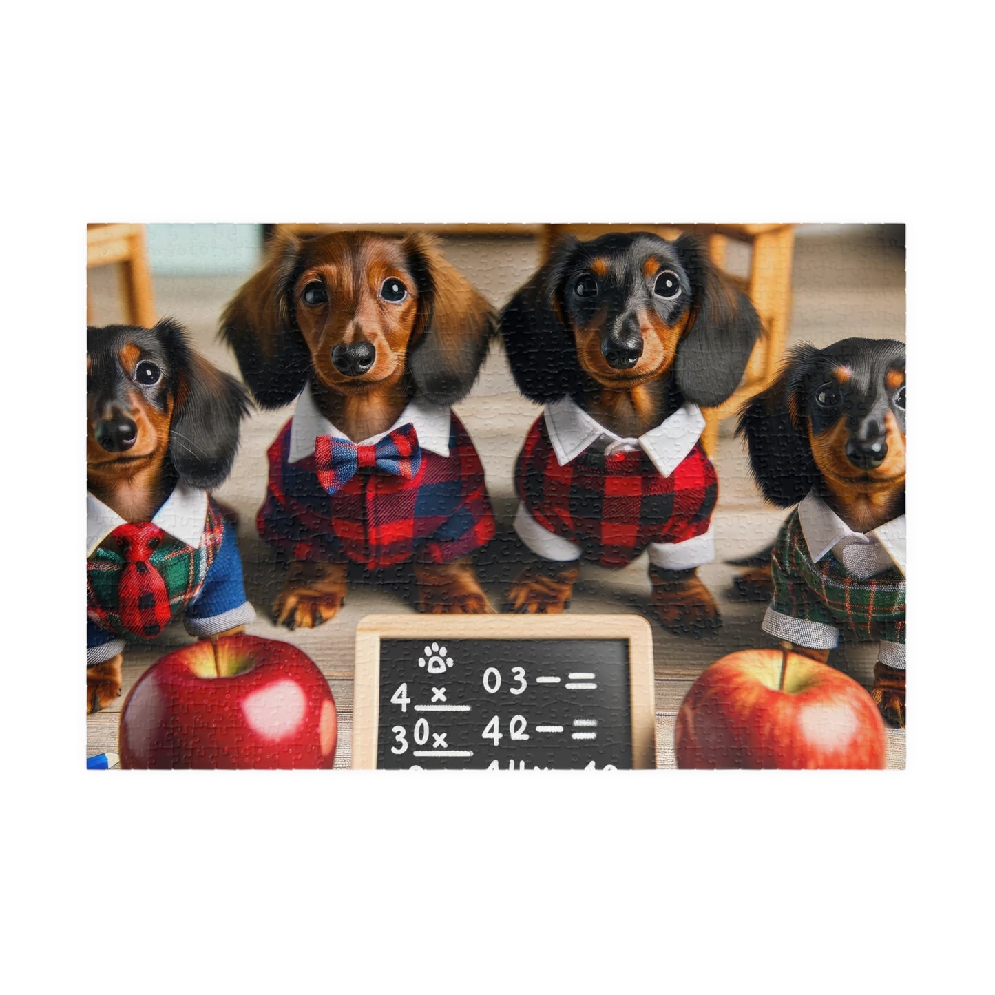 Adorable Classroom Miniature Dachshund Jigsaw Puzzle - Mini Doxie Puppy 110, 252, 520 or 1014 Pieces