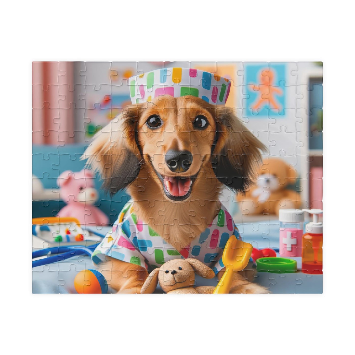 Playful Dachshund Nurse Puzzle - Colorful Jigsaw, Family Bonding Activity, Glossy Finish, Educational Dog Game, 110, 252, 520, 1014-pieces