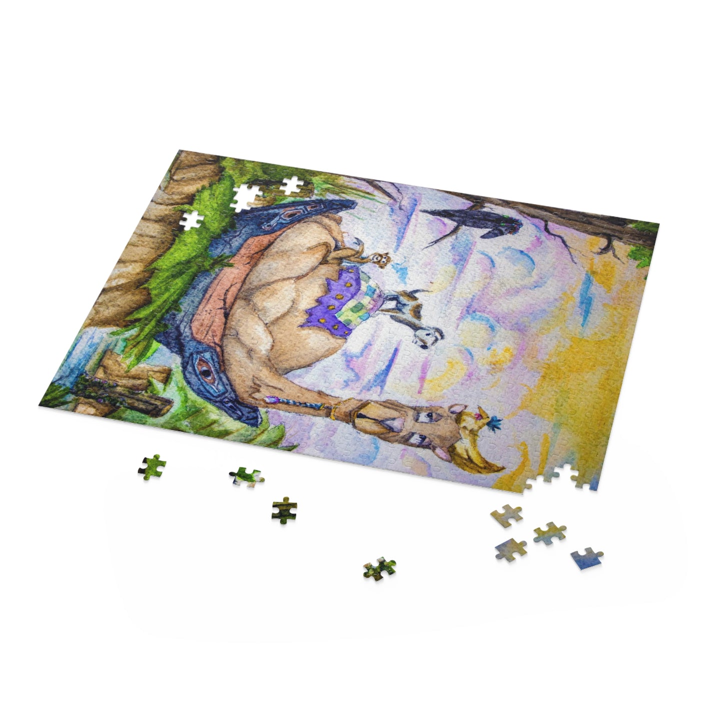 The View Chicken's Best Spot Whimsical Jigsaw Puzzle by J. Wesley Bailey IV, Watercolor 120, 252 or 500 Pieces