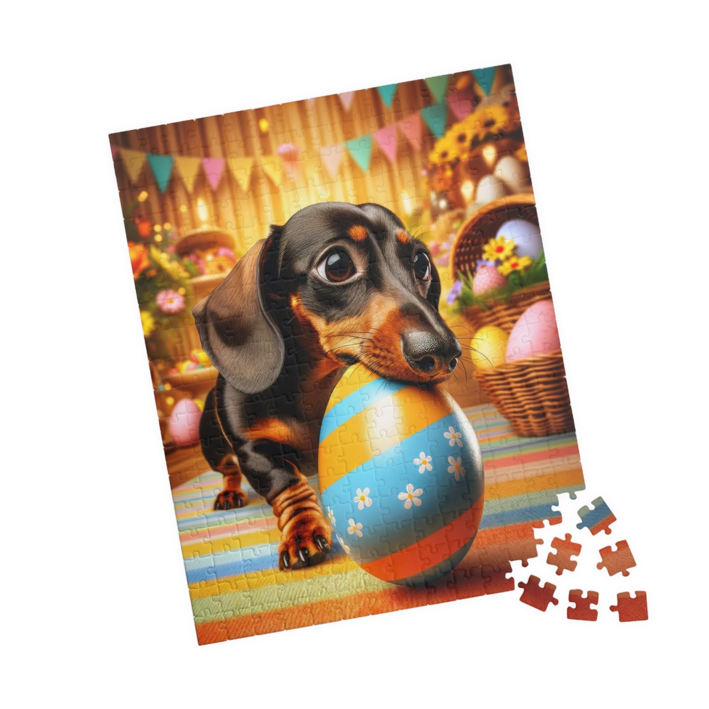Egg-stra Special Dachshund Easter Puzzle - Mini Doxie Egg Challenge Jigsaw - Festive Family Gift, 110, 252, 520, 1014 Pieces
