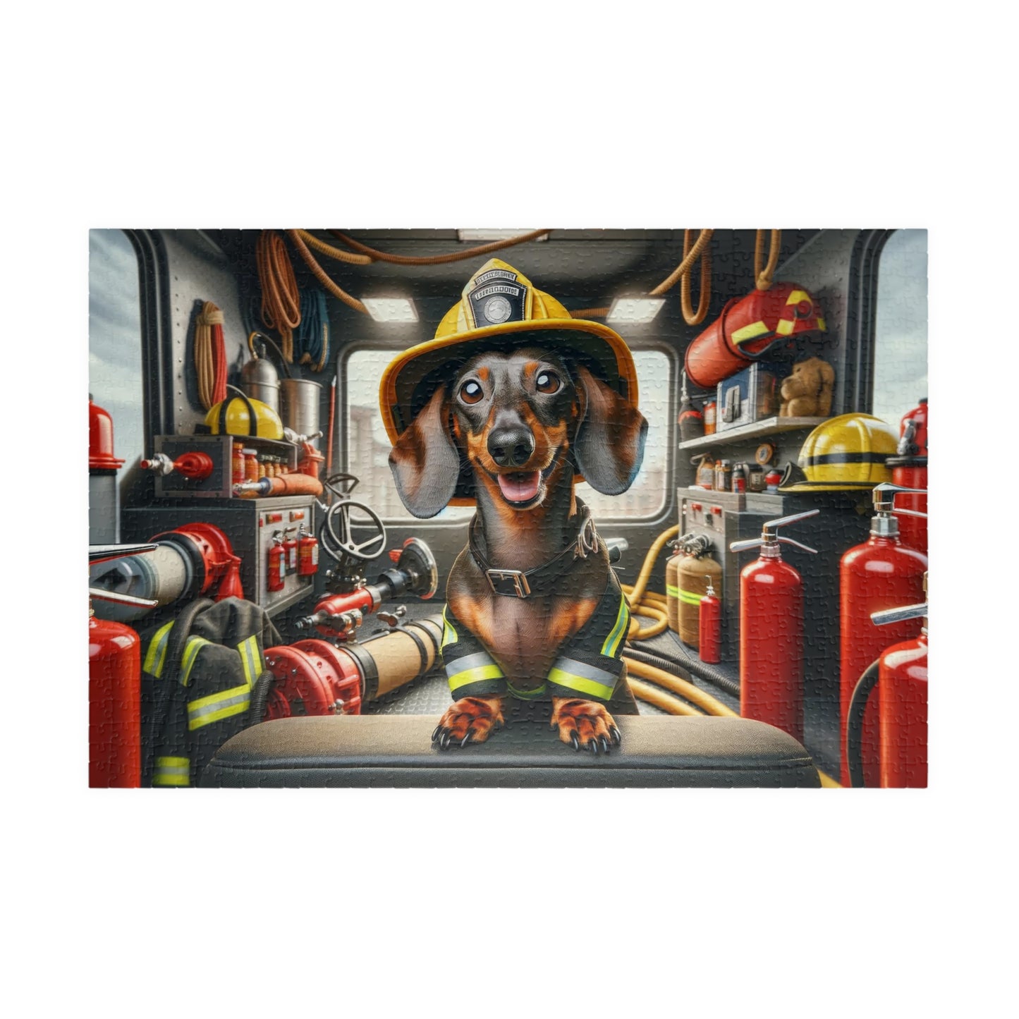 Brave Little Rescuer Firefighter Dachshund Jigsaw Puzzle -A Daring Adventure in Every Piece, 110, 252, 520, 1014-piece
