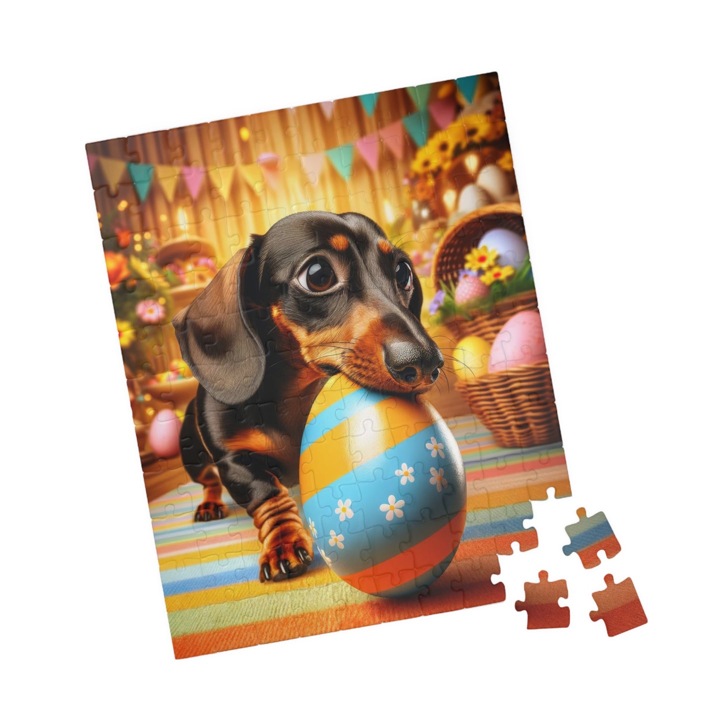Egg-stra Special Dachshund Easter Puzzle - Mini Doxie Egg Challenge Jigsaw - Festive Family Gift, 110, 252, 520, 1014 Pieces